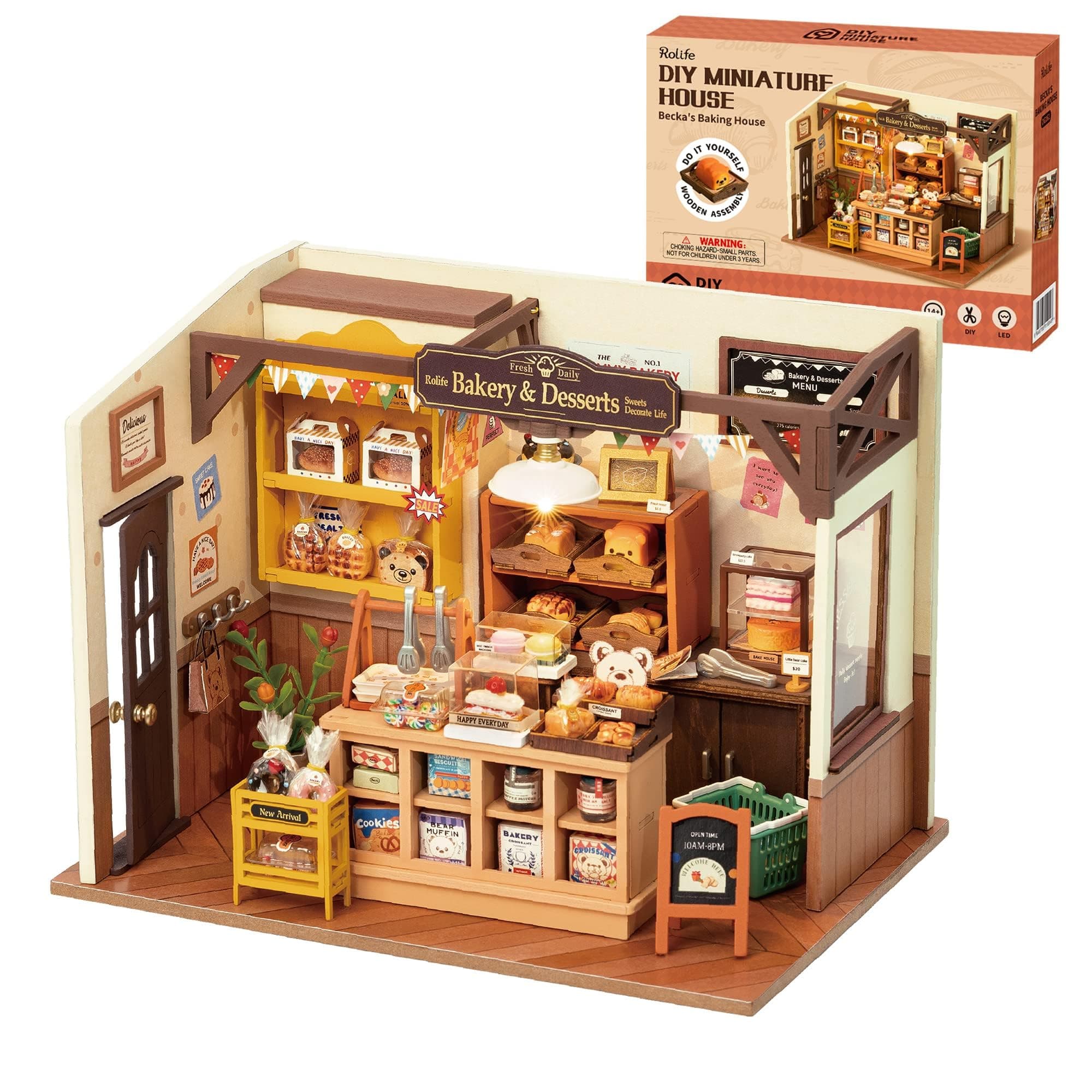 Rolife Becka's Bakery DIY Miniature House Kit with LED Light