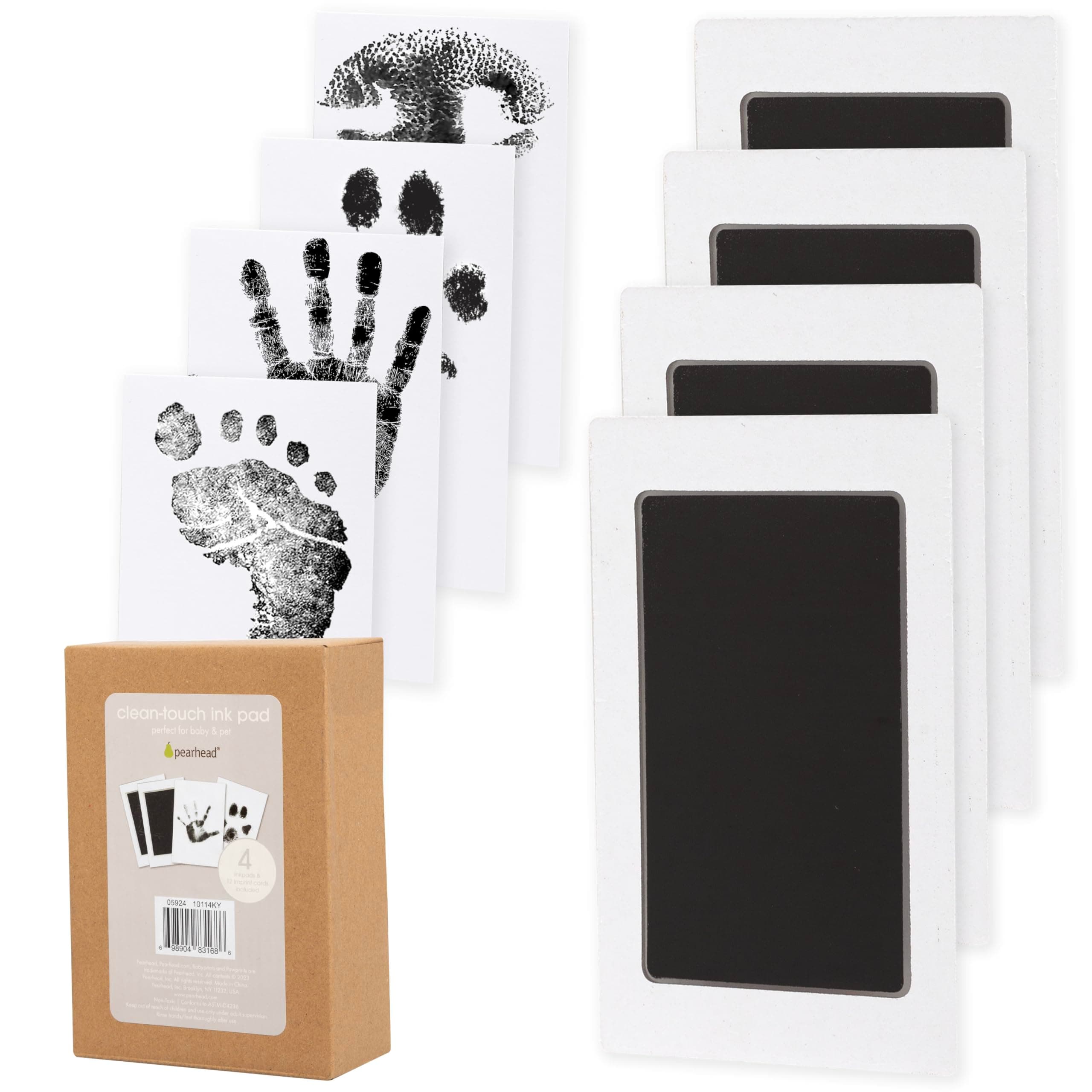 Pearhead 4-Pack Clean Touch Ink Pad Kit, Baby and Pet Pawprint Keepsake
