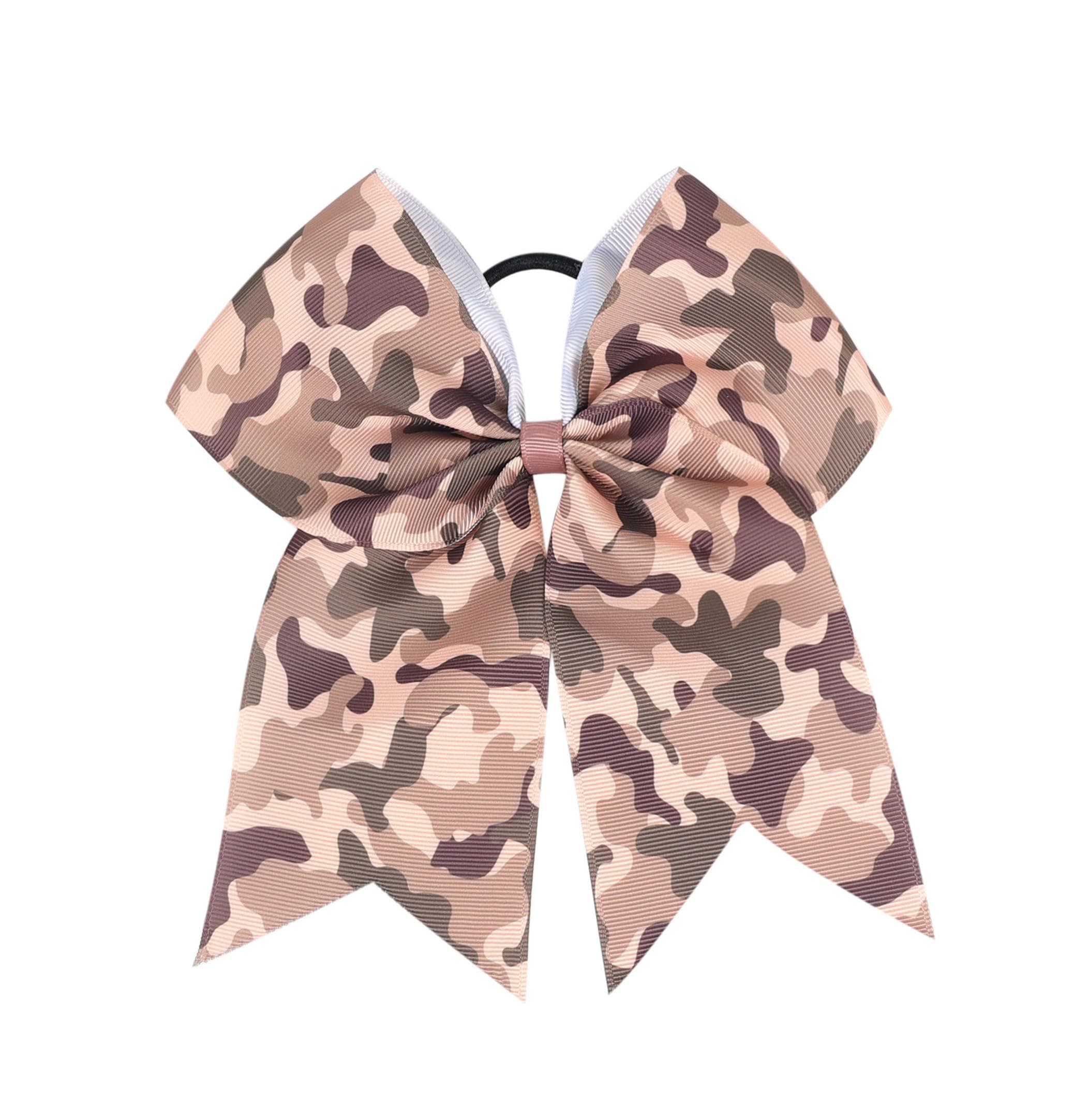 Camo Cheer Bow 7" Cheer Bows Camouflage Ponytail Hair Ties Ponytail Holder Ribbon Accessories.(FQ4) (Camouflage D)