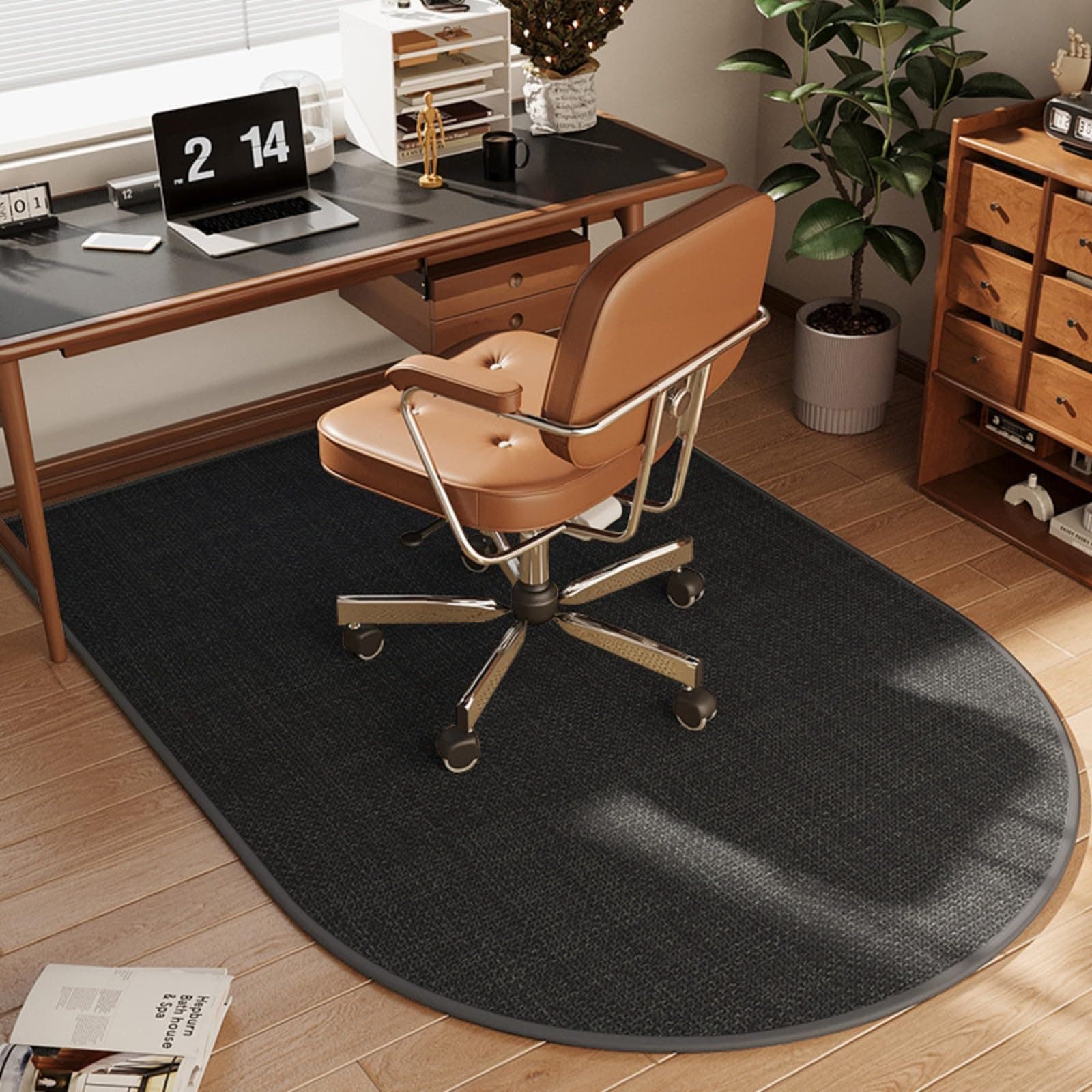 Office Chair Mat for Carpet, Large Floor Protector Mats, Non-Slip Office Floor Mats for Rolling Chairs, Archway Desk Floor Mat for Home, Office (Black, 39''X47'')