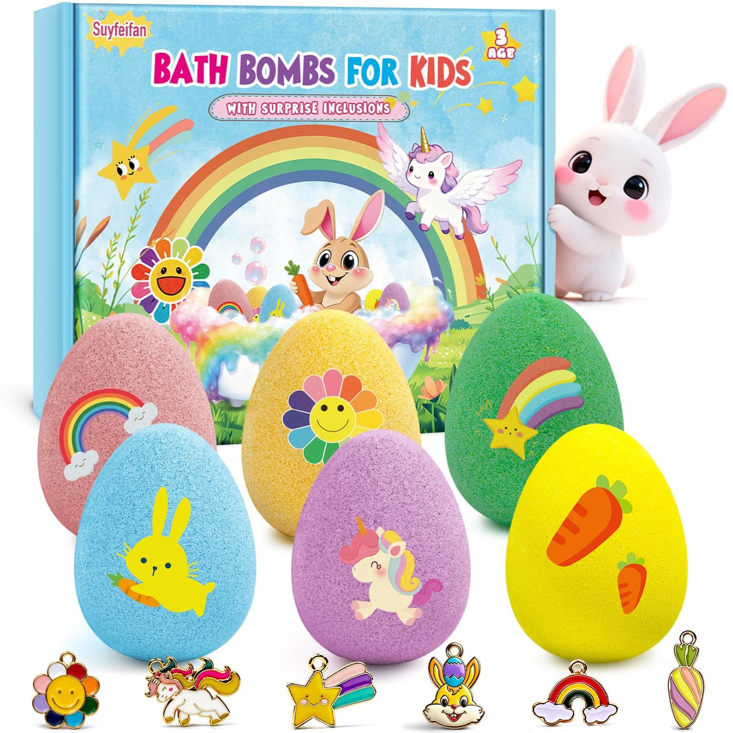 SUYFEIFAN Bath Bombs for Kids with Toys Surprise Inside, STEM 6-Pack