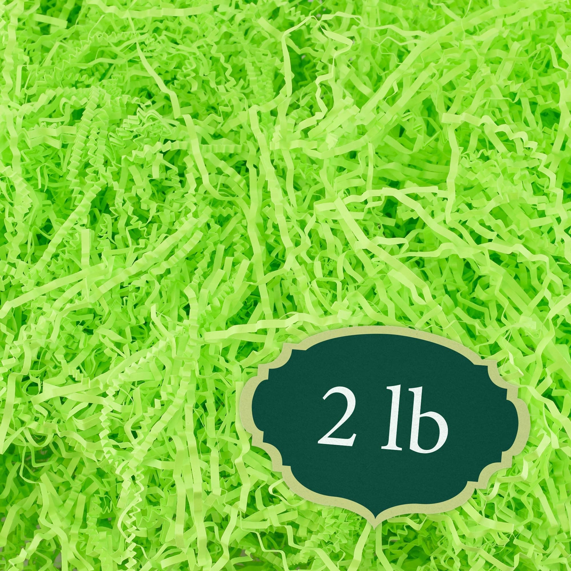 Arcadia Garden Products RPC02LM Crinkle Shredded Color Paper Filler Box Stuffing for Gift Wrapping & Crafts, Basket Filling, Confetti, Packaging & Shipping - 2 lbs - Lime