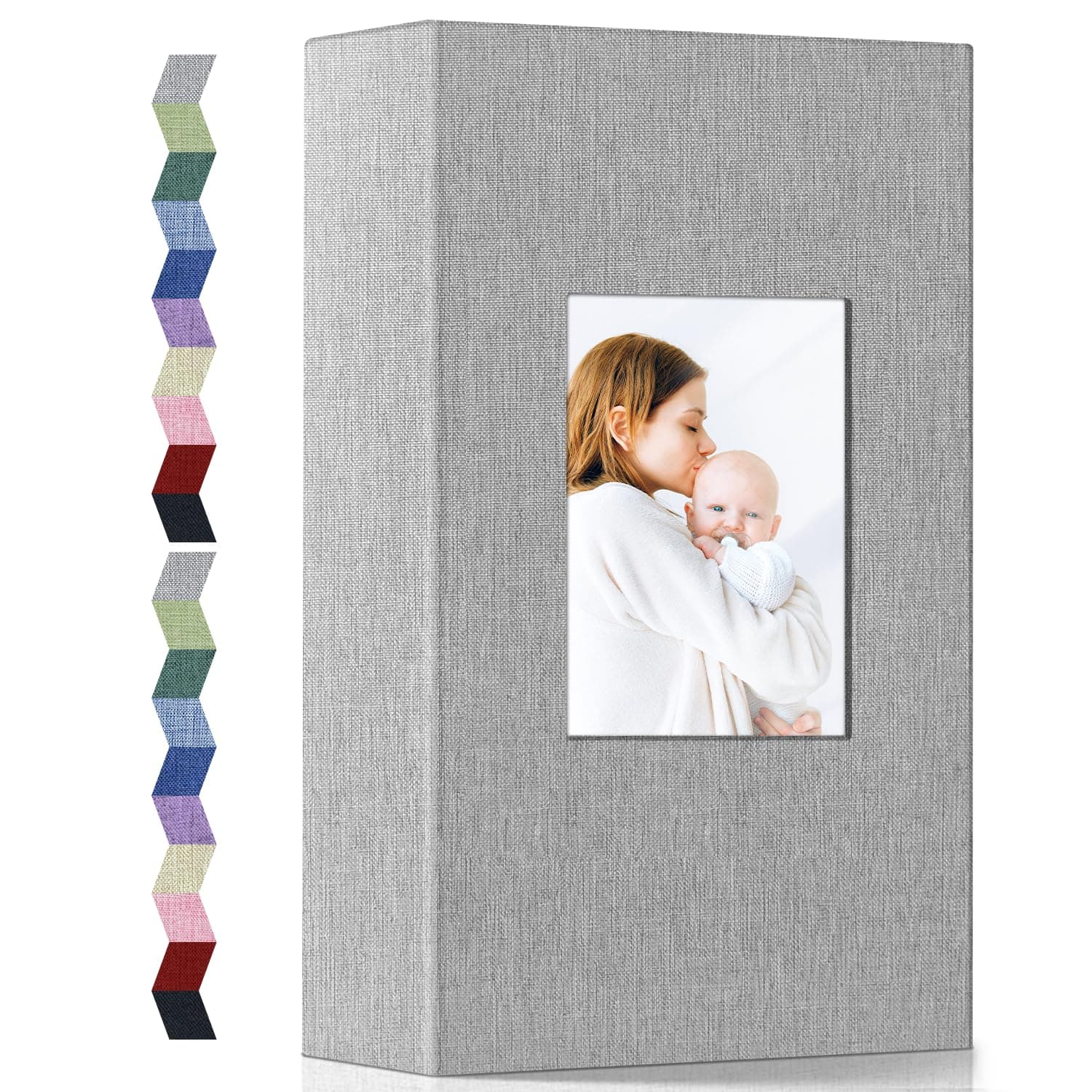 popotop Photo Album 4x6, Linen Cover Picture Album with 300 Horizontal Pockets and Display Window, Slip-in Photo Books for Family Wedding Anniversary Baby Vacation