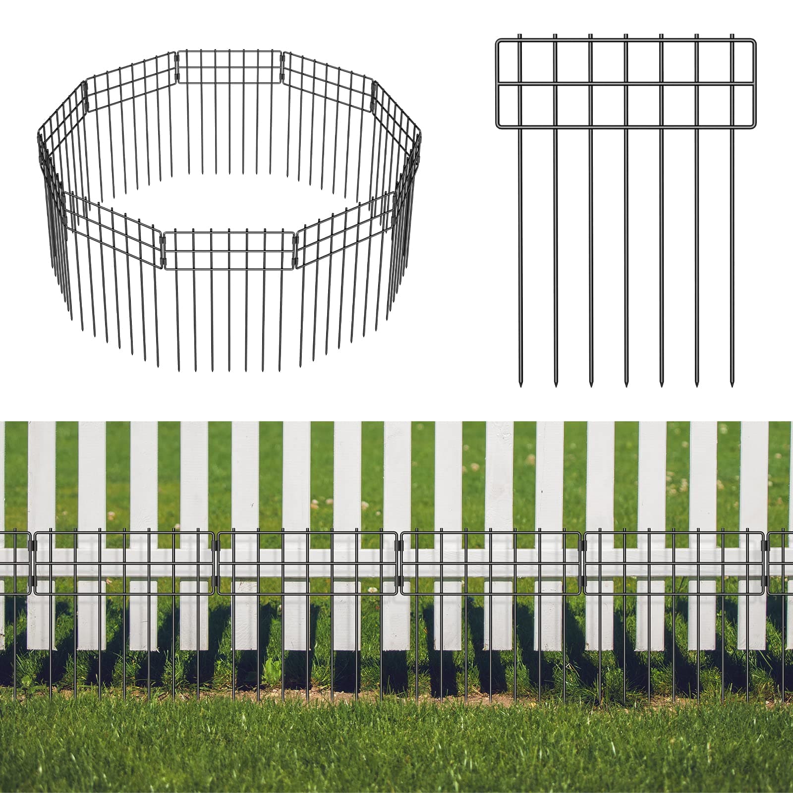 Animal Barrier Fence, 17 in(H) X 10 Ft(L) No Dig Garden Decorative Fencing