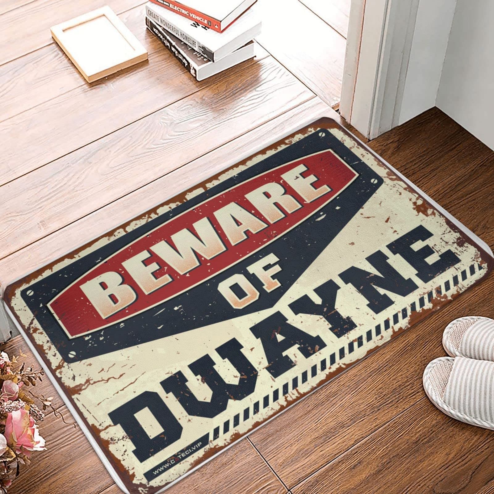 Dsoluuing Outdoor Rug Doormat Beware of Dwayne Doormat Summer Welcome Mat Door Mat Outdoor Entrance (Size : 40X60CM)