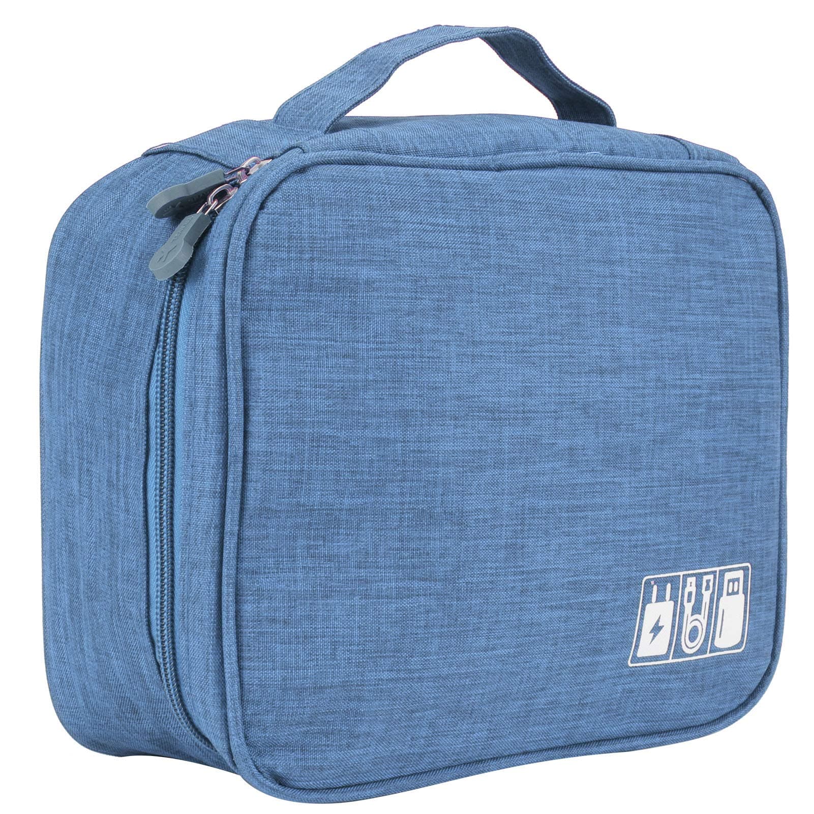 Electronic Accessories Case, Cable Organizer Bag, Portable Travel Organizer with Compartments and Mesh Pockets, Electronics Cable Storage Bag for Phone, Batteries, (Blue)