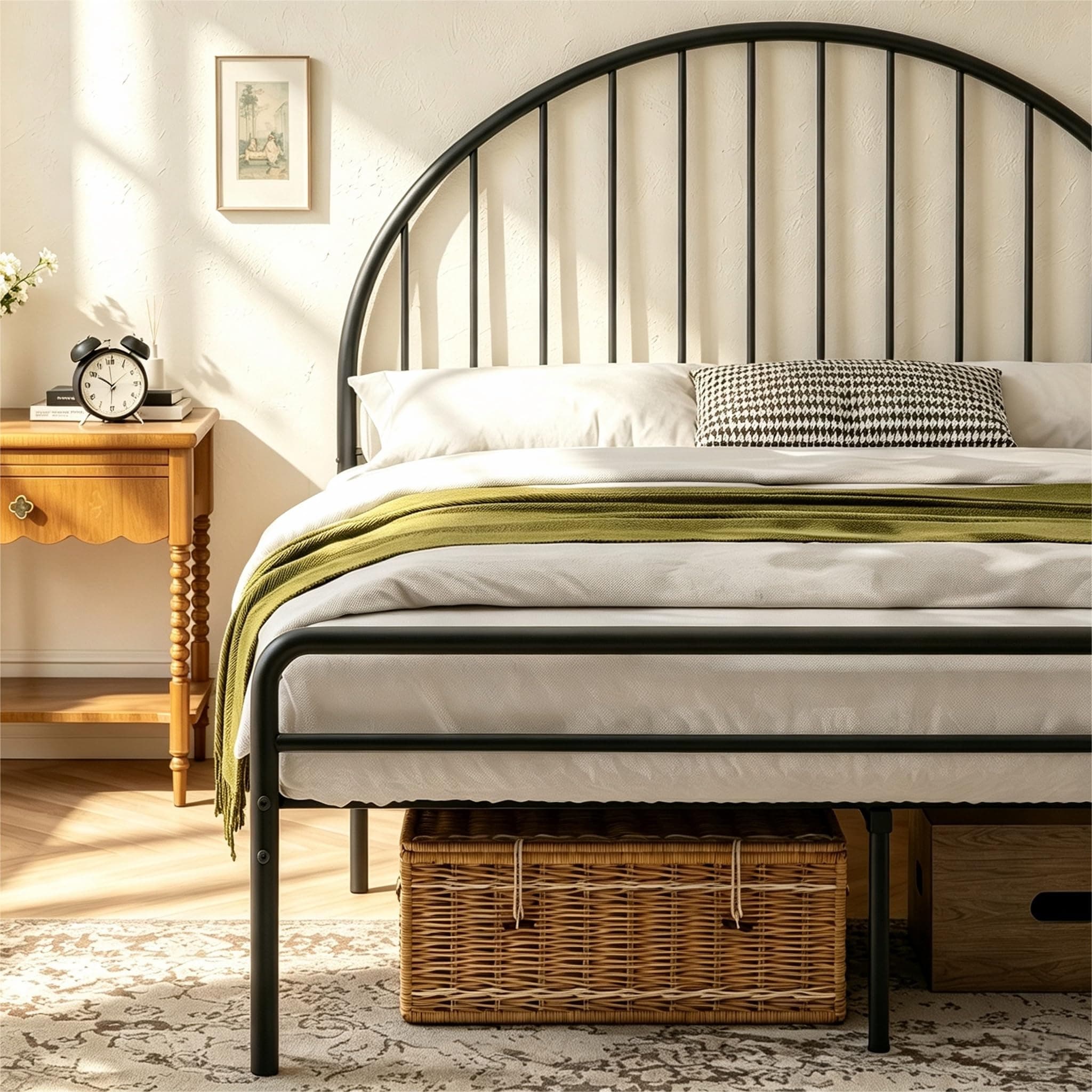 Weehom Queen Size Metal Platform Bed Frame, Black