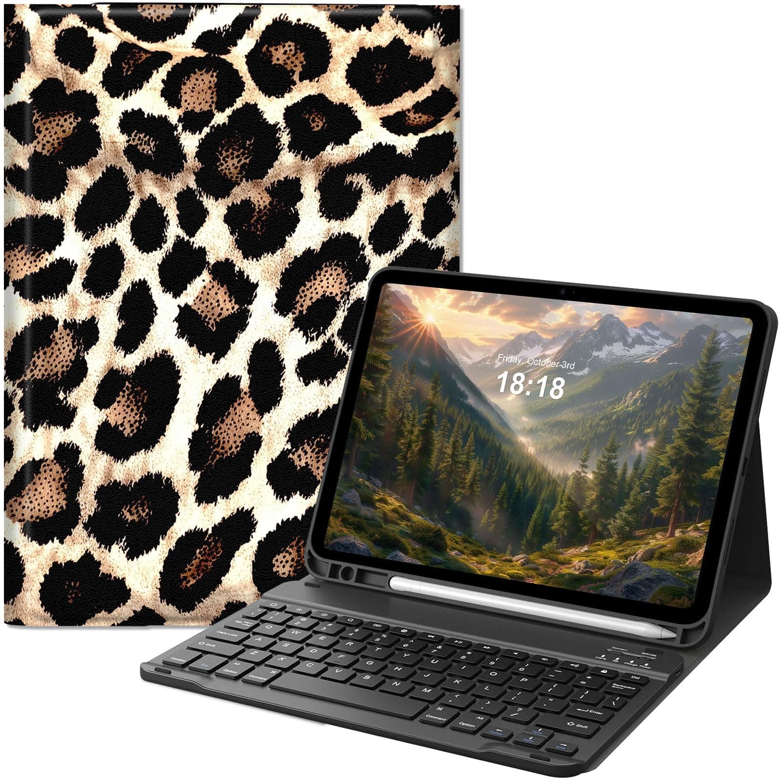 GYSYZJDH Keyboard Case for iPad 11th (A16, 2025) and iPad 10th Generation 10.9 inch (2022), Slim Folio Cover with Detachable Bluetooth Keyboard & Kickstand, Protective Leopard Print 02 Design