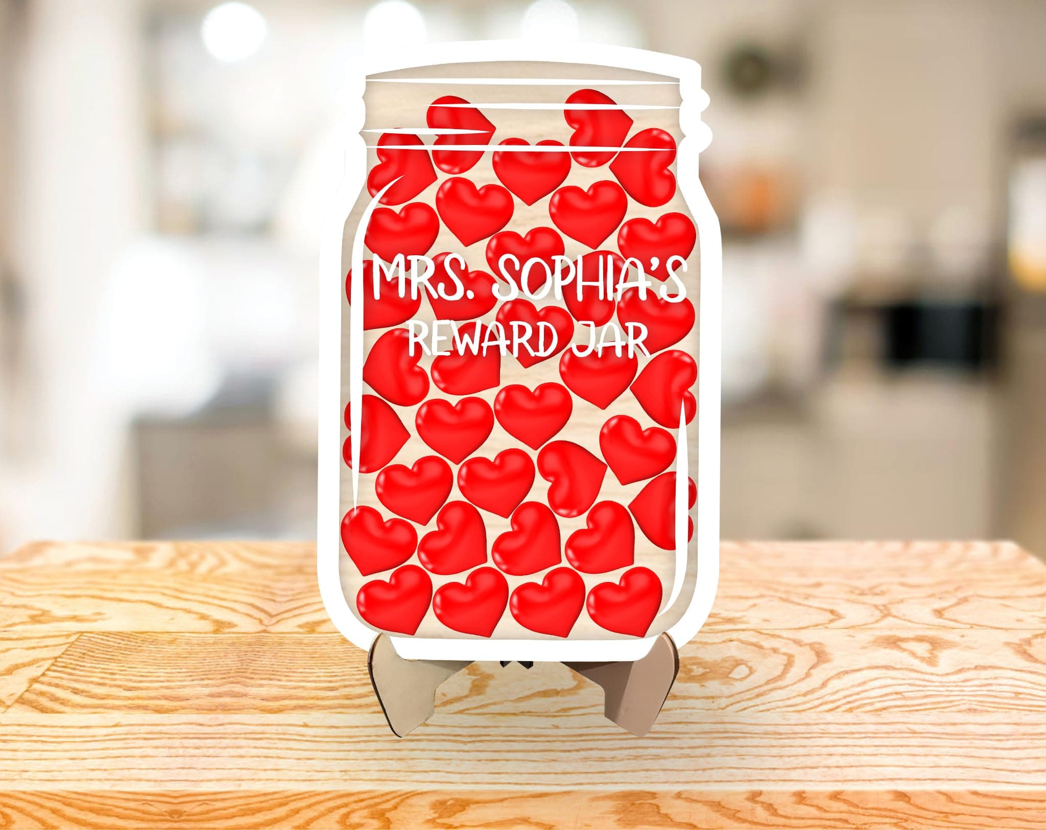 Personalized Heart Shape Reward Jar for Boys Girls, Bulletin Board Chart Cute Potty Training Classroom Management Tool No. 05