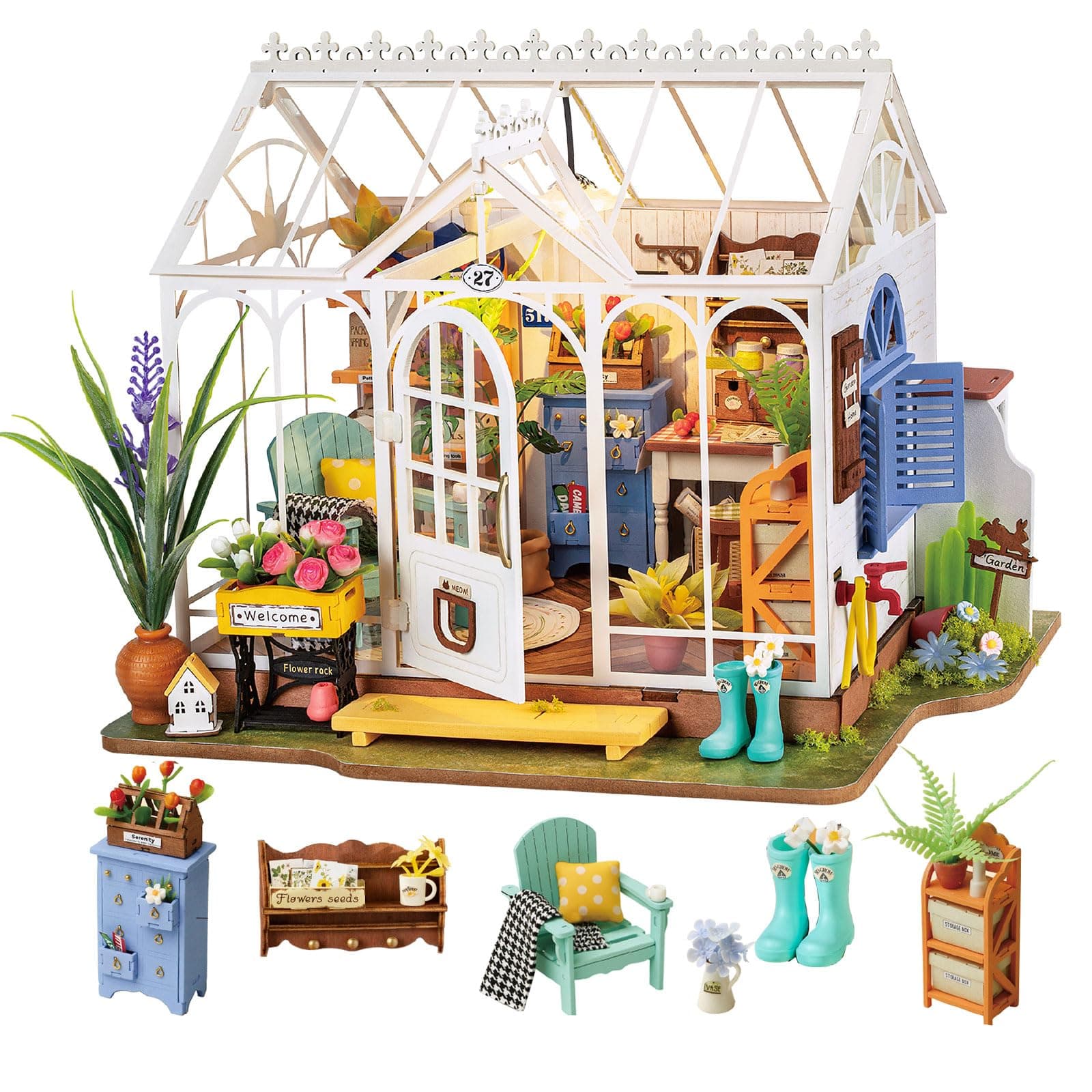 Rolife Greenhouse DIY Miniature Dollhouse Kit Creative Gift for Adults