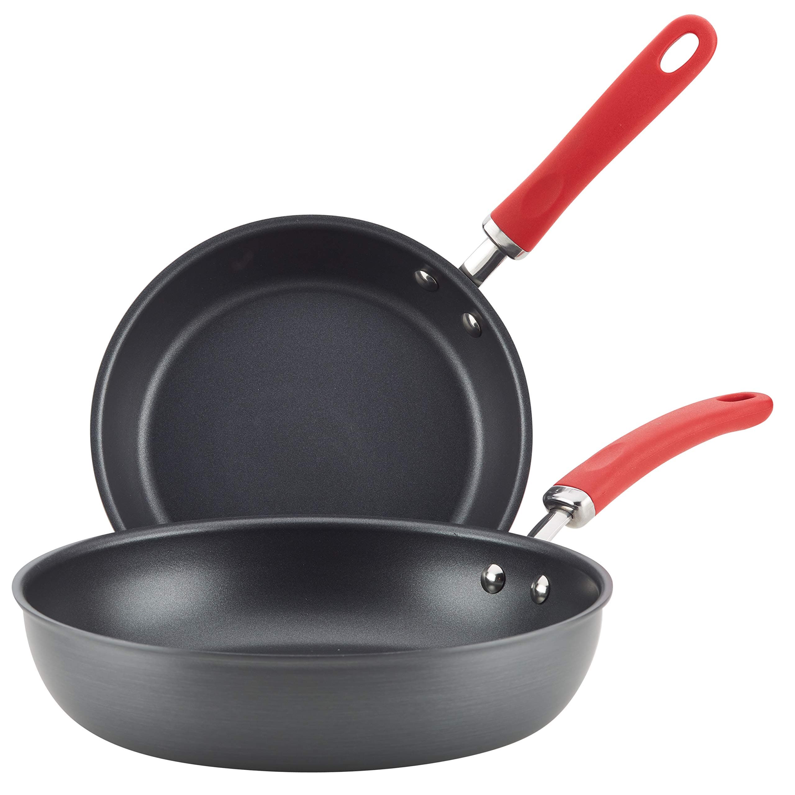 Rachael Ray Create Delicious Deep Hard Anodized Nonstick Frying Pan Set/Skillet Set - 9.5 Inch and 11.75 Inch, Gray