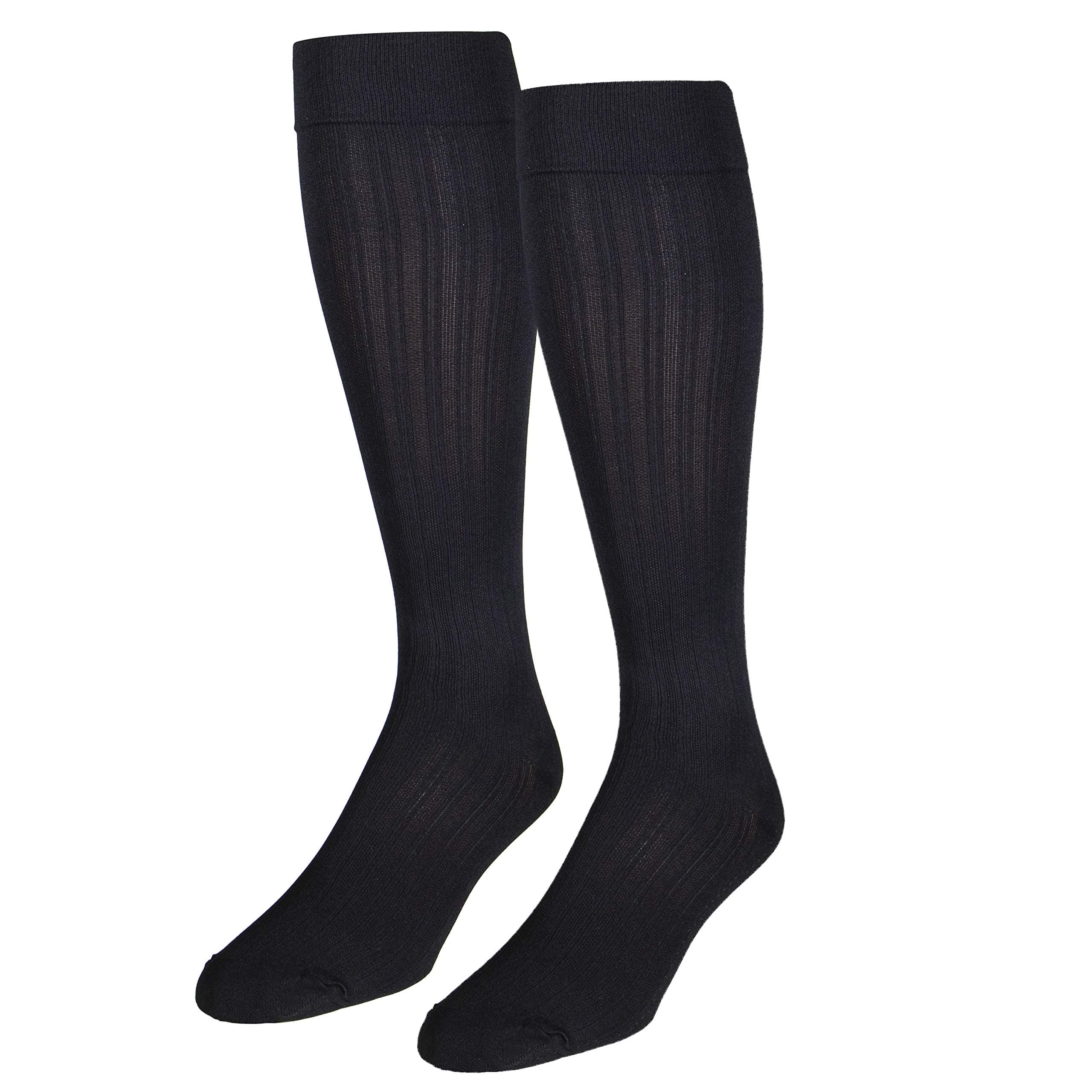 NuVein WoMen's Compression Socks Dress Trouser Style Over Calf Knee High, Black, Medium