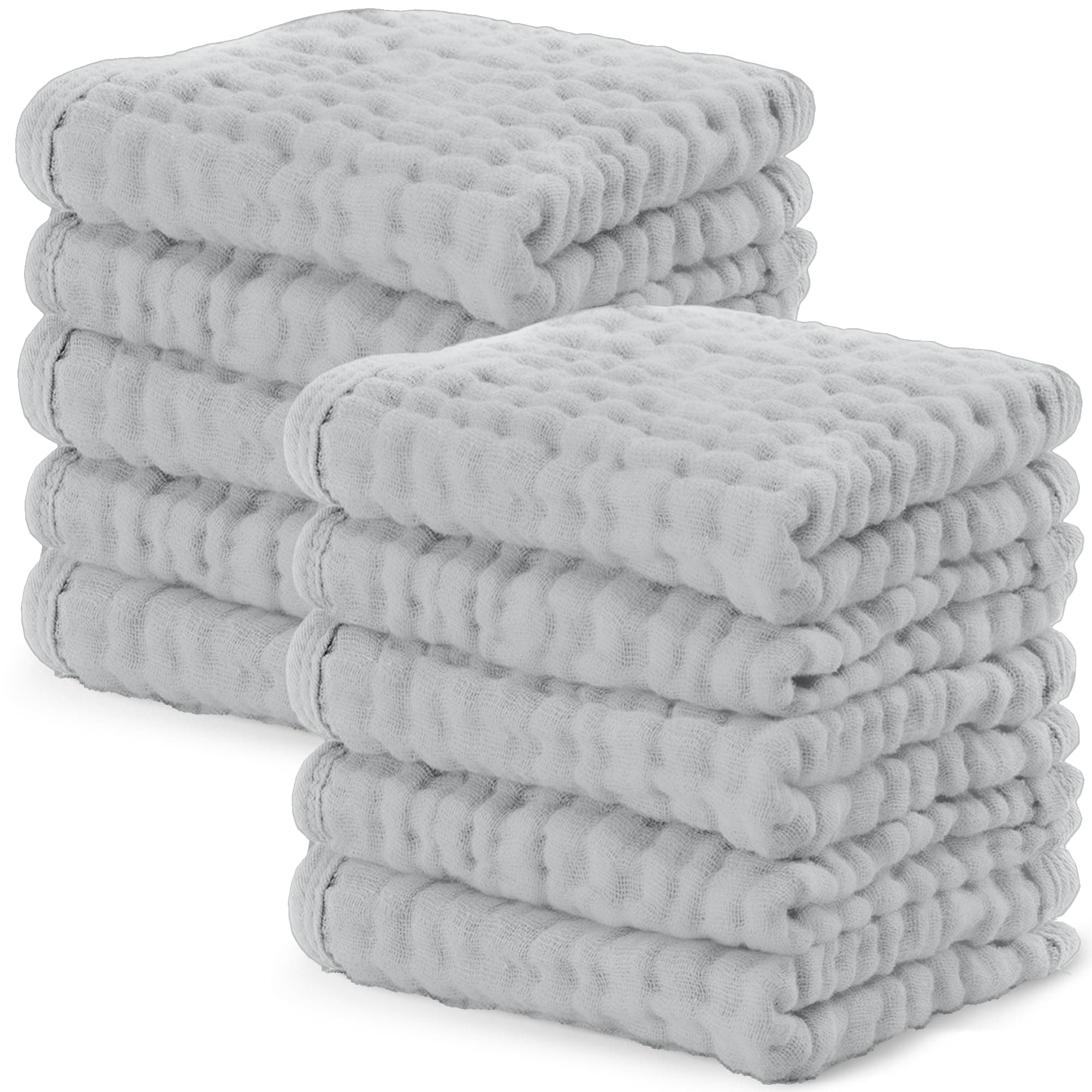 Comfy Cubs Muslin Baby Washcloths 25x25cm 10 Pk Heather Blue