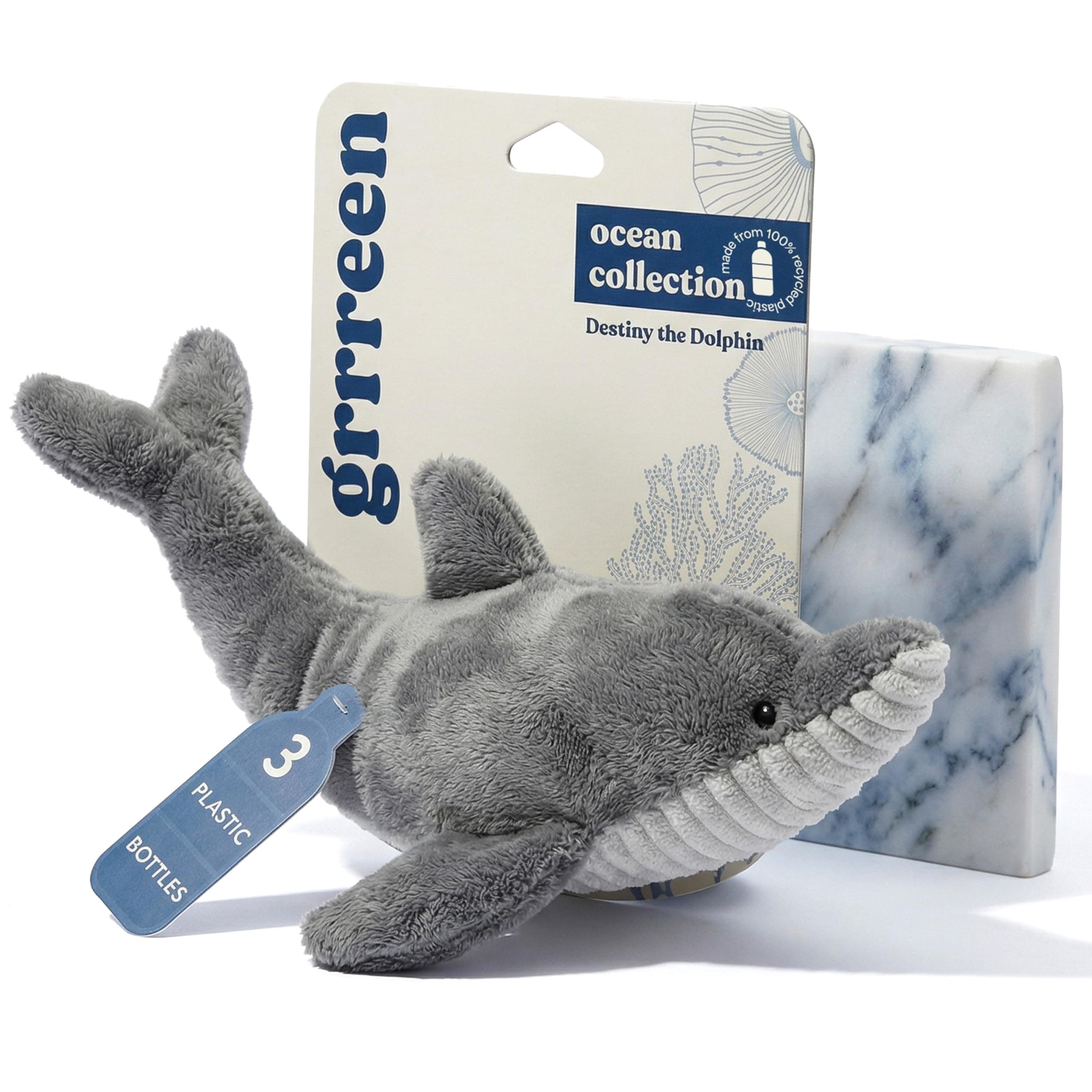 GRRREEN Premium Plush Dog Toy - Dolphin Plush Dog Toy, Medium Eco Friendly