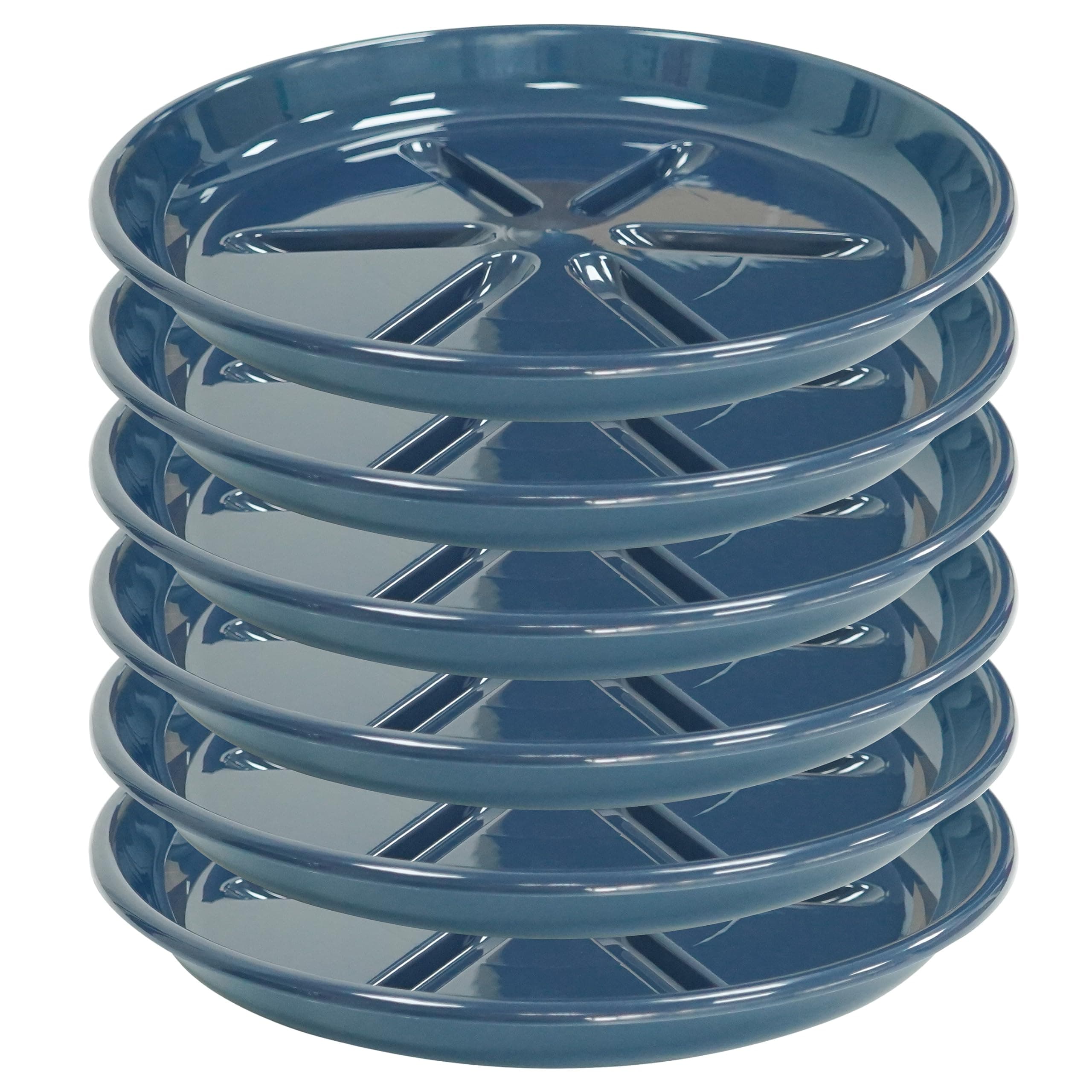 OVZILKI 6 Pack of Plant Saucer 12 inch, Large Heavy Duty Plastic Saucers Round, Plant Drip Trays for Indoors Outdoor, Plant Water Tray for Planters, Blue