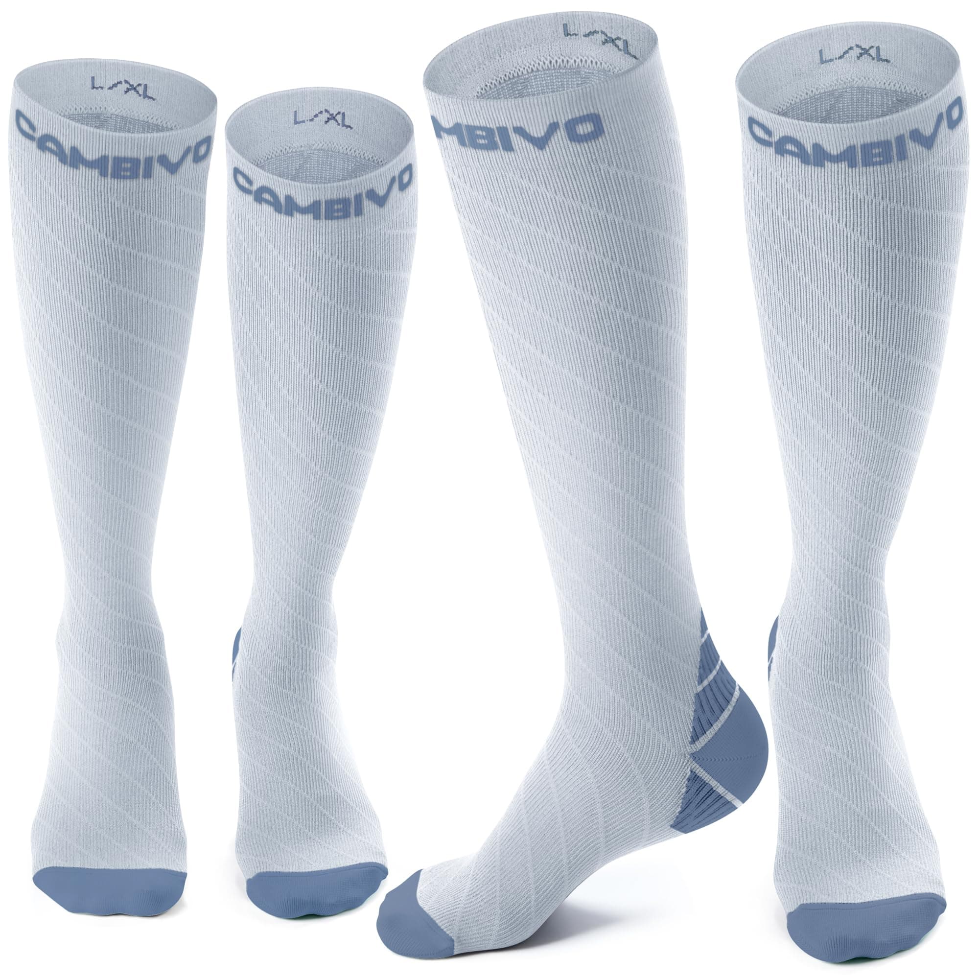 CAMBIVO 2 Pairs Compression Socks for Men and Women,20-30 mmHg