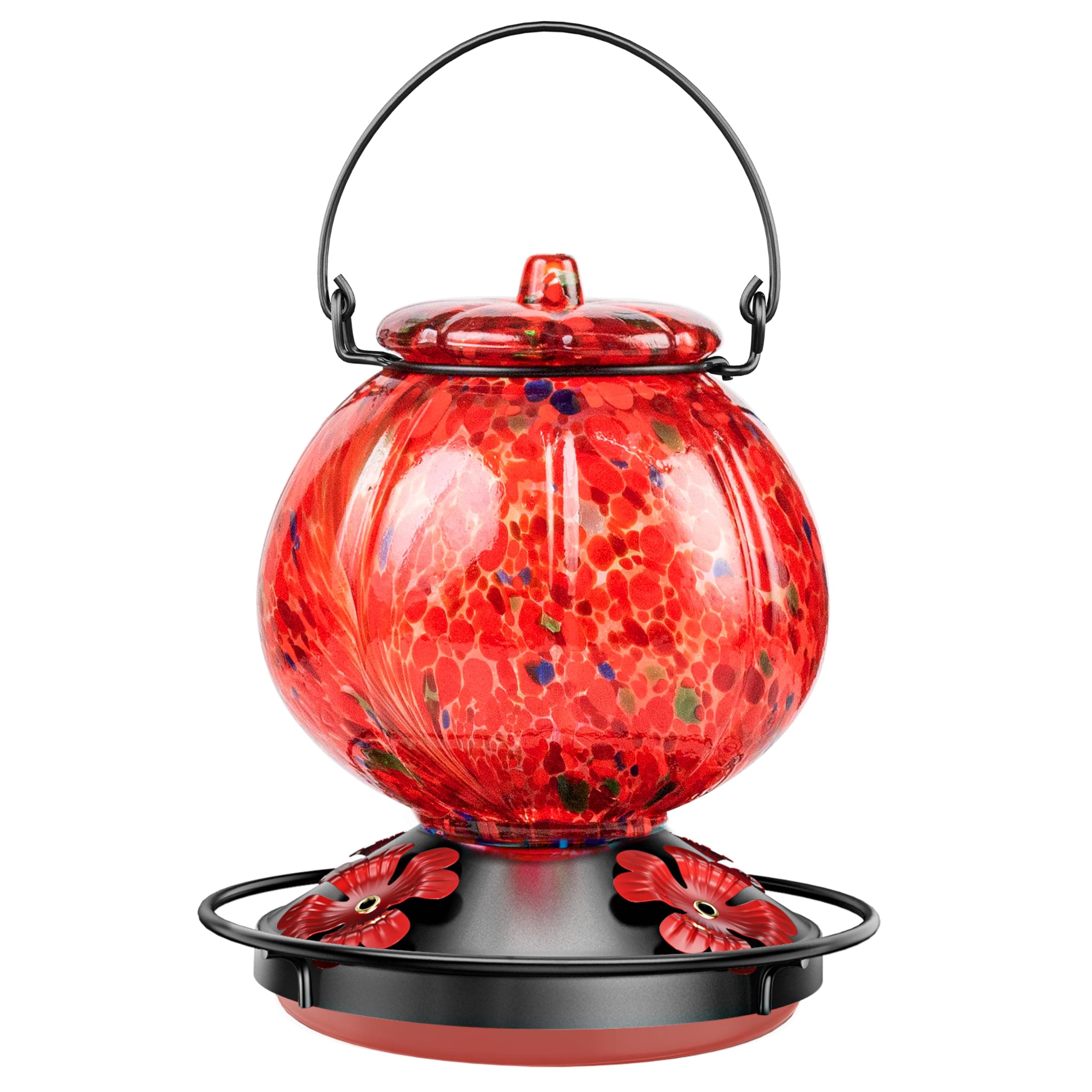 Hummingbird Feeder for Outdoors, 25 Ounces,Hand Blown Glass