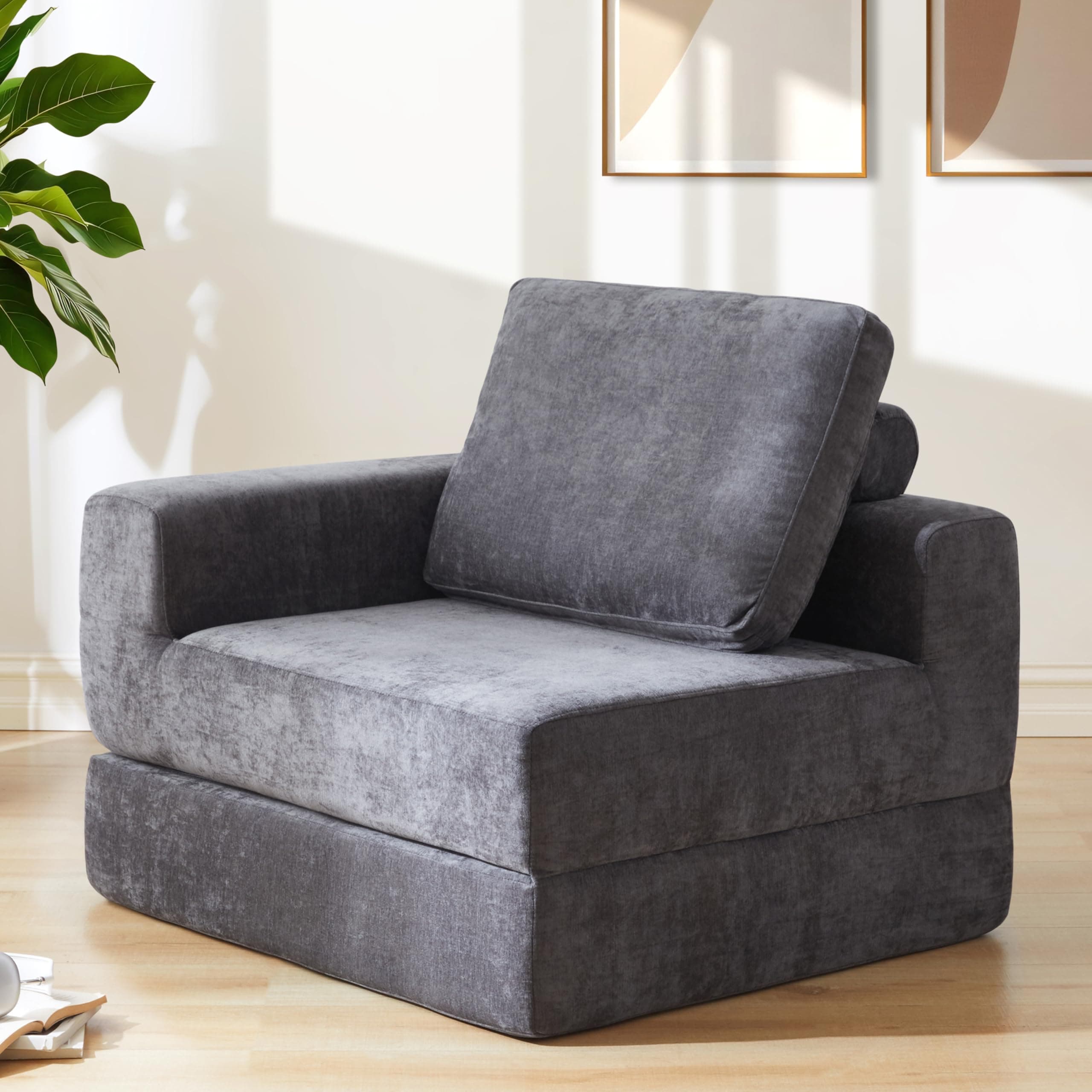 Jamdok 8" Thick Freestanding Folding Sofa Bed for Adults,Right Armrest