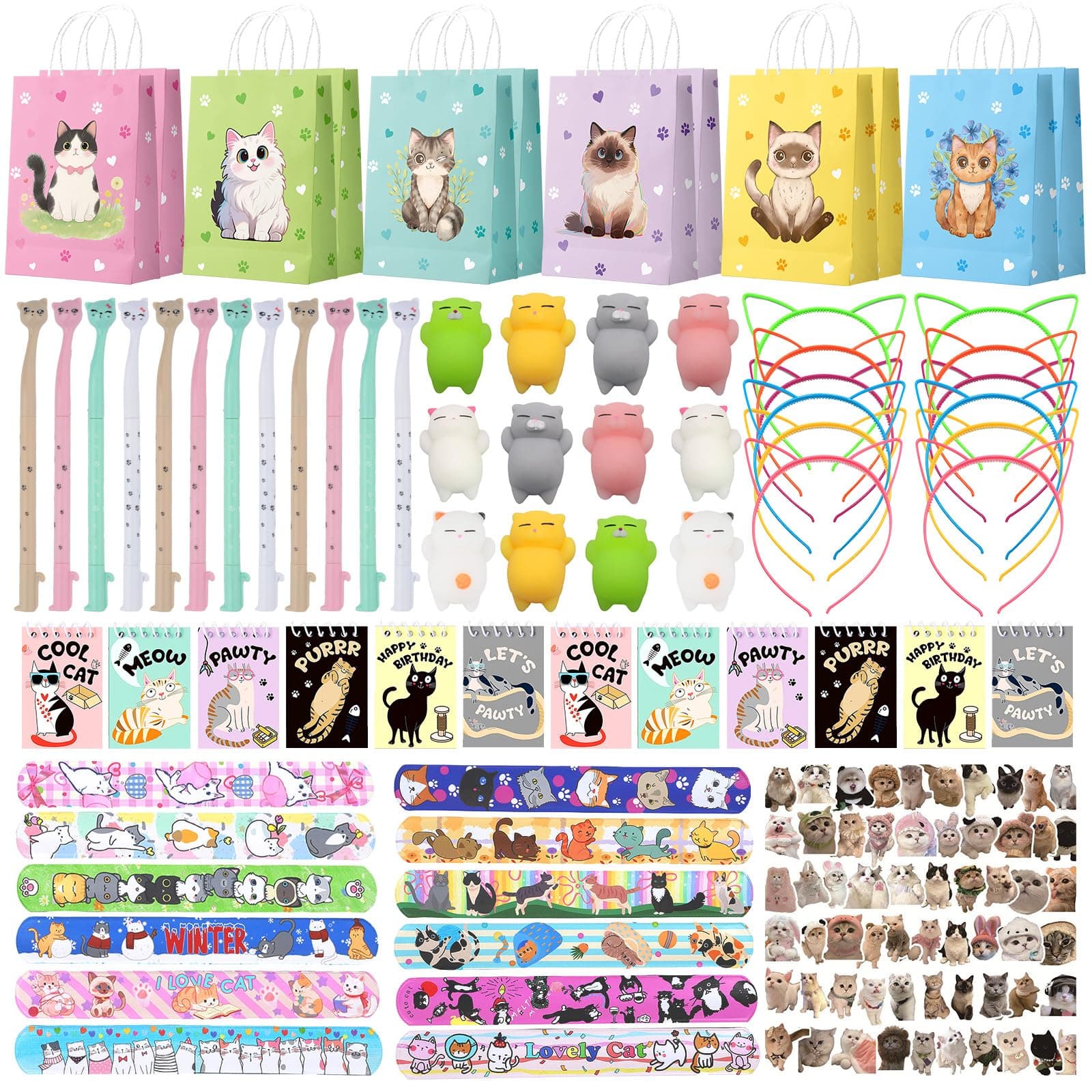 Cat Party Favors, Cute 132 Pcs Cat Themed Birthday Party Decorations