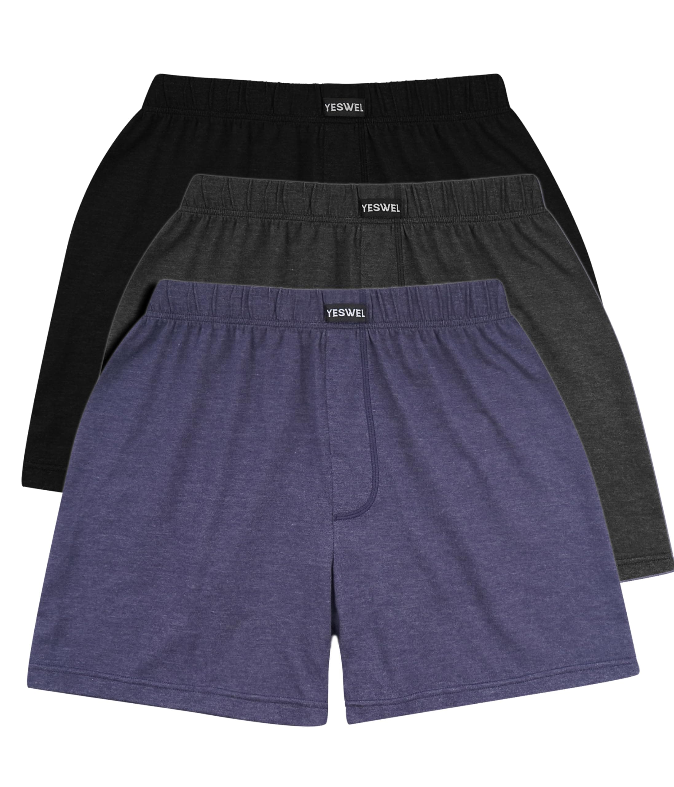 YESWEL Boxers For Men Loose Fit Multipack 3 Pack, 100% Cotton Breathable Underwear, Super Soft Trunks Underpants (Multicolor01, 2XL)