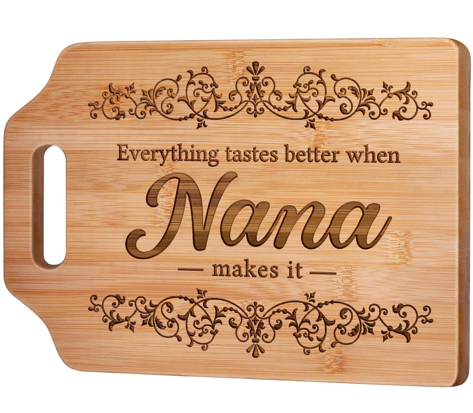 AceThrills Nana Gifts for Nana Birthday Gifts from Grandkids - Engraved Bamboo Cutting Board 12.3"L x 8.7"W x 0.4"Th