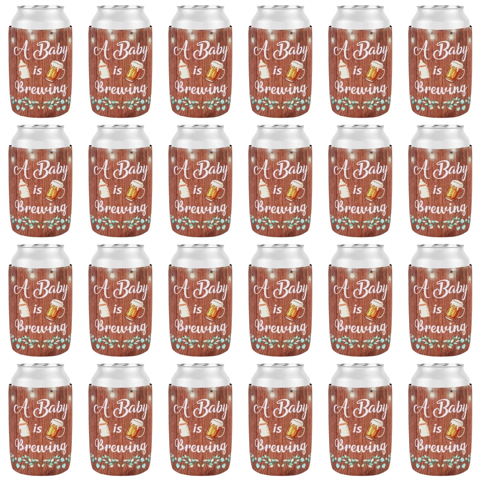 Serencatcher A Baby is Brewing Baby Shower Party Decoration, 24pcs A Baby is Brewing Can Cooler Beer Mug Baby Bottle Can Sleeve for A Baby is Brewing Beer Diaper Baby Shower Party Supplies