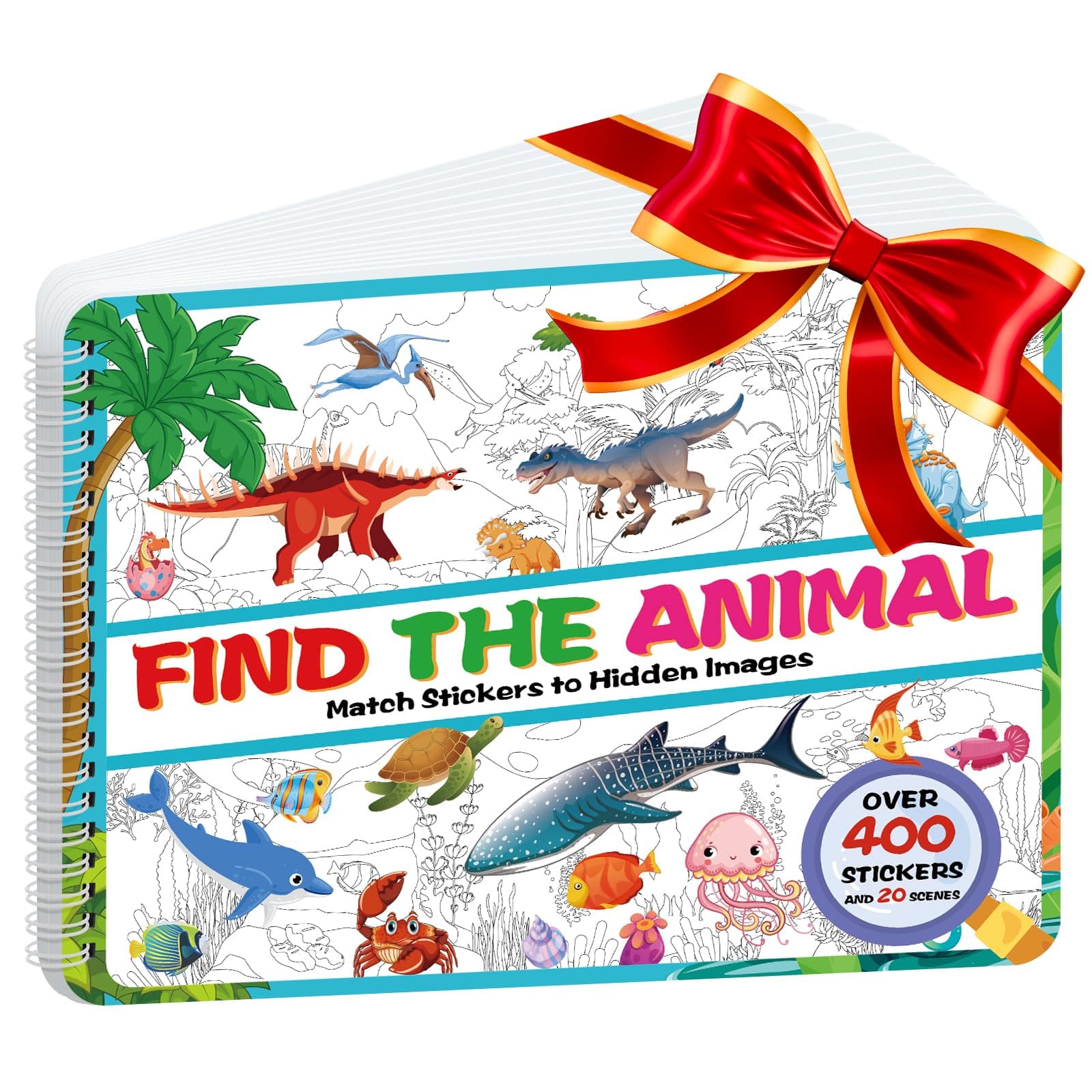 Kalysky Dinosaur and Ocean Animal Scene Sticker Book for Kids 2-4 3-5
