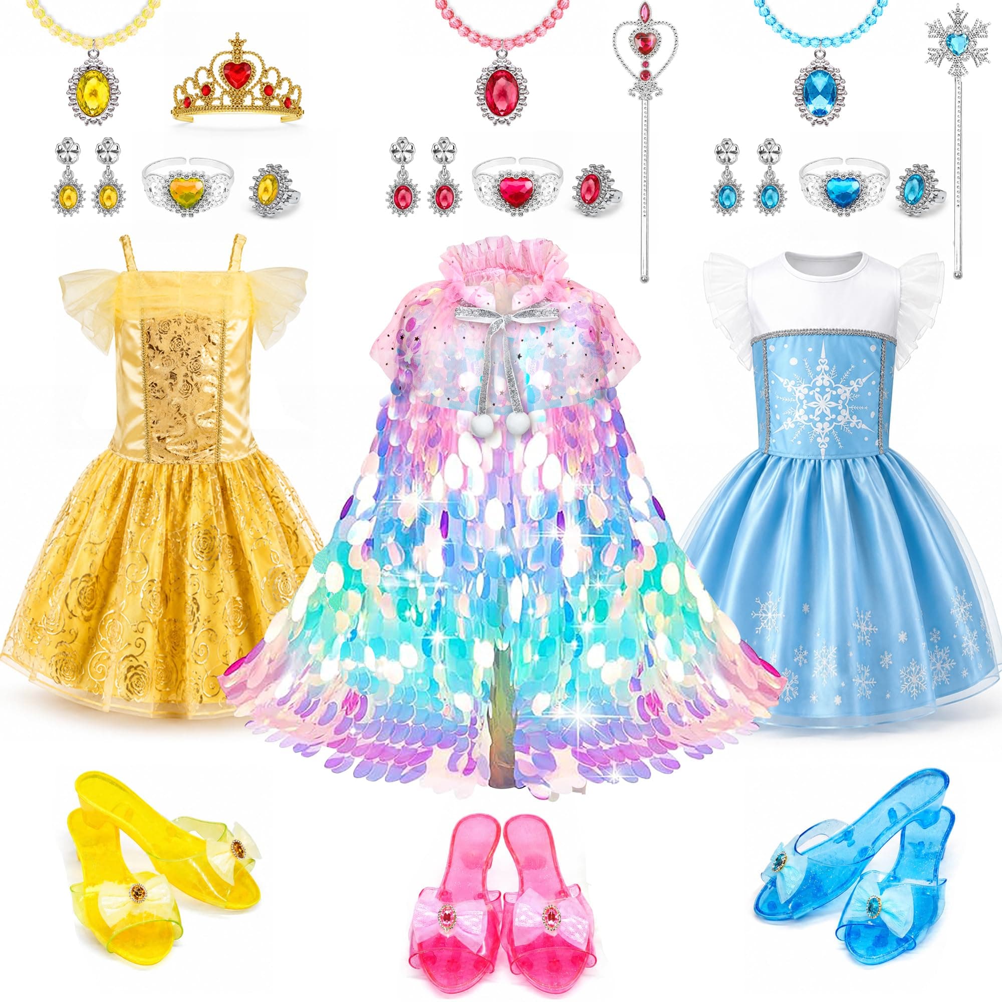 Princess Dress Up for Girls - Role Play Dress Up Clothes for Girls, Little Girls Costumes, Princess Shoes, Gift for Girl