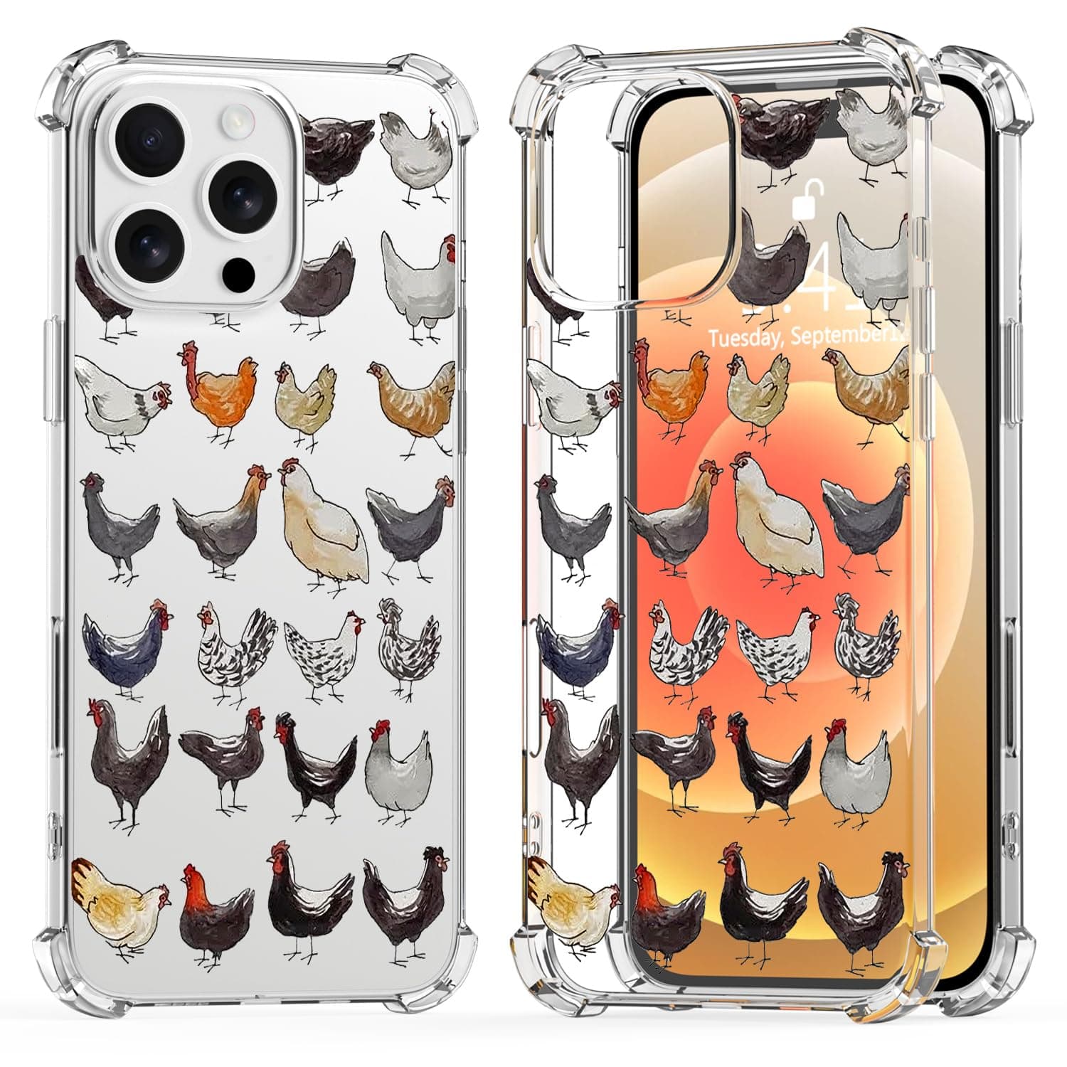 LuGeKe Cute Chicken Print Case for iPhone 7/8/SE 2020,Cartoon Animals Soft TPU Flexible Full-Body Airbag Shockproof Case Cover for Girls Women,Transparent Anti-Scratch Bumper Protection Phone Case