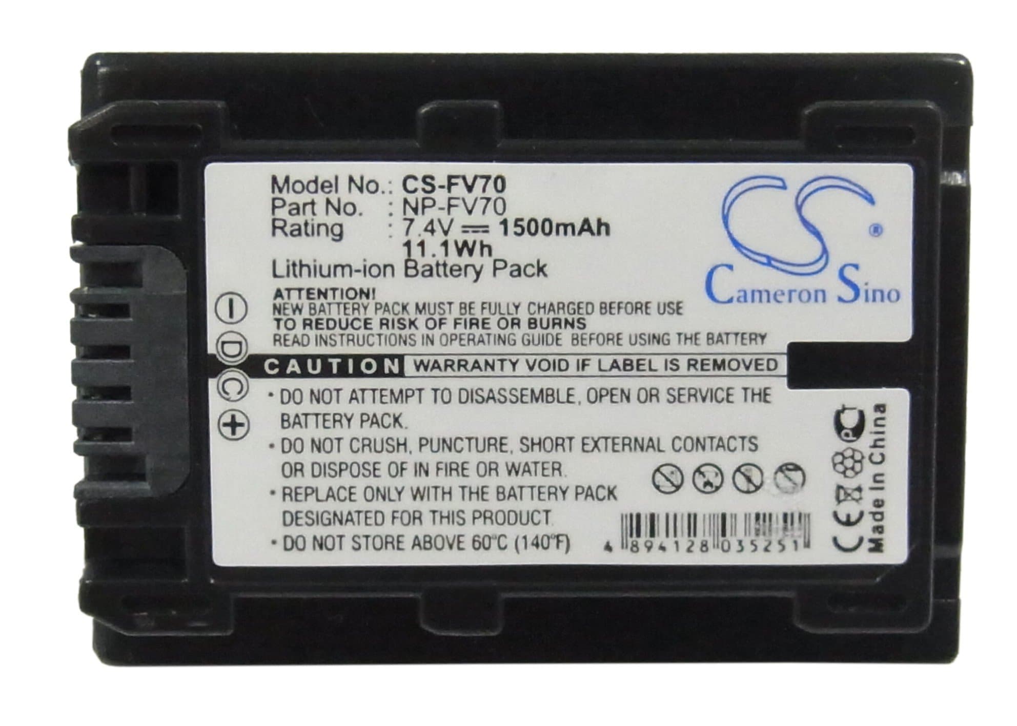 1500mAh Li-ion Replacement Battery for Sony NP-FV70, HDR-TG1 HDR-TG3E HDR-TG5 DSC-HX1 DSLR-A230 DSLR-A330 HDR-TG5/E DCR-SR68 HDR-CX110 DCR-SR78, DCR-SR100