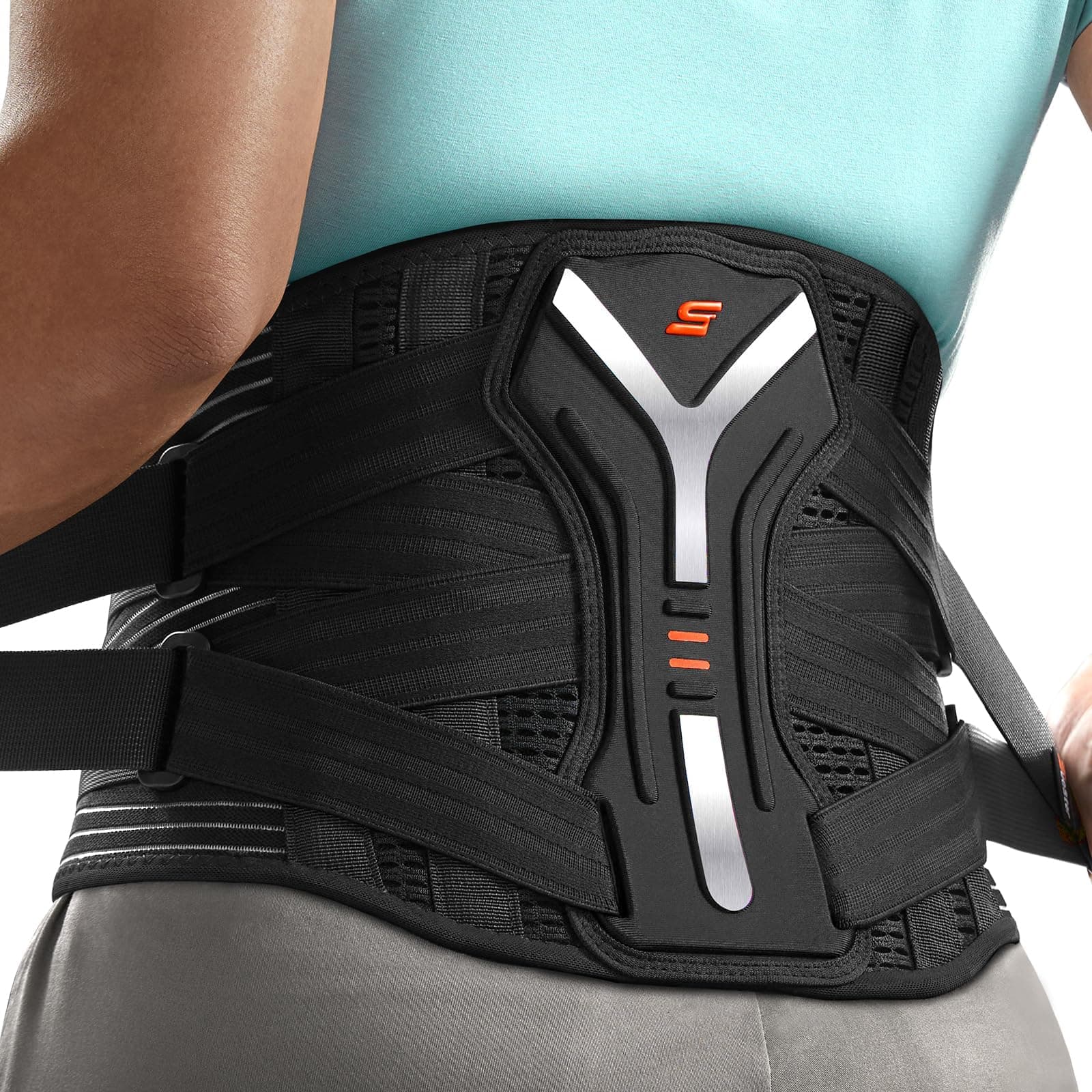 SueStar Back Brace for Lower Back Pain Relief with Y-Shaped Bionic Support System, Breathable Mesh Fabric Lumbar Support Belt for Men/Women, Immediate Relief from Sciatica, Herniated Disc, Scoliosis
