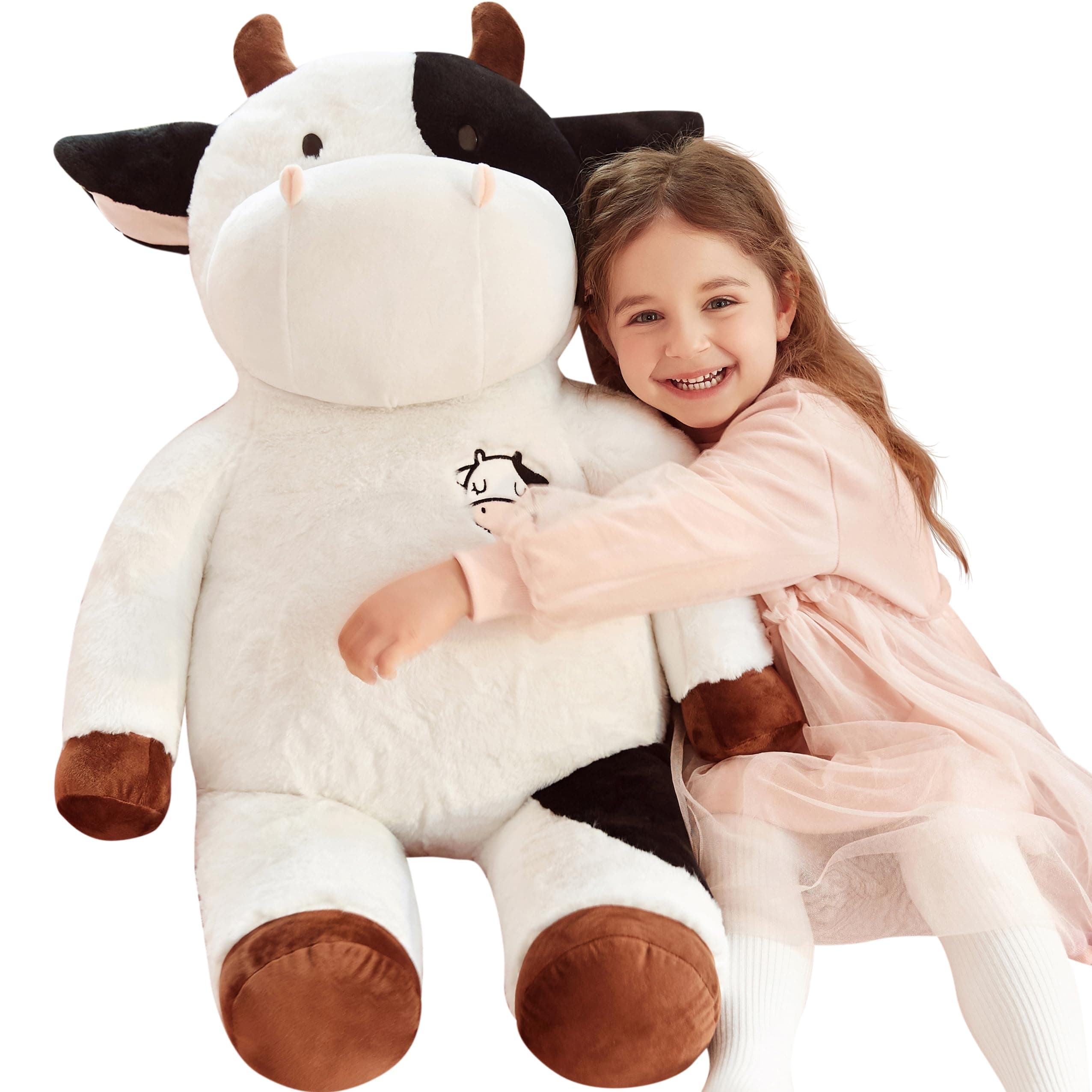 IKASA 30" Giant Cow Stuffed Animal, Super Soft, Zipper-Free Plush
