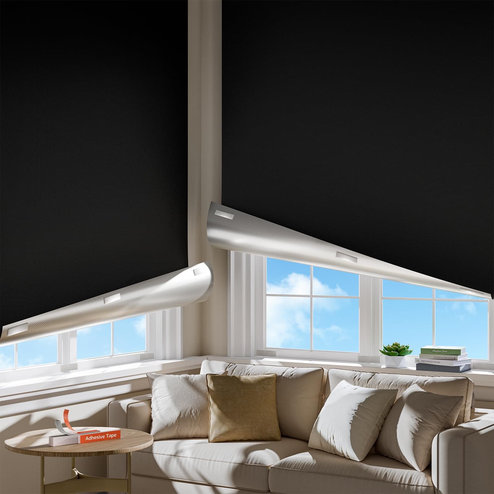HEMRLY Portable Blackout Curtains for Bedroom 42" Wide x 64" Long