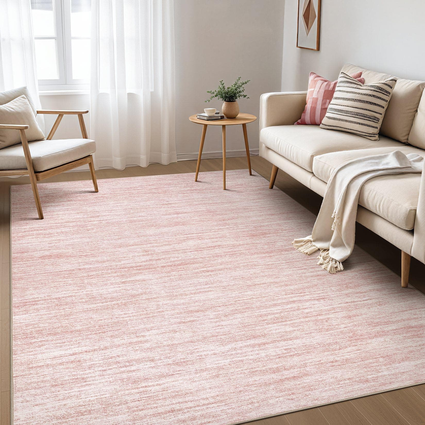 Nakagishi Boho 6x9 Area Rug Living Room Rugs Machine Washable Pink