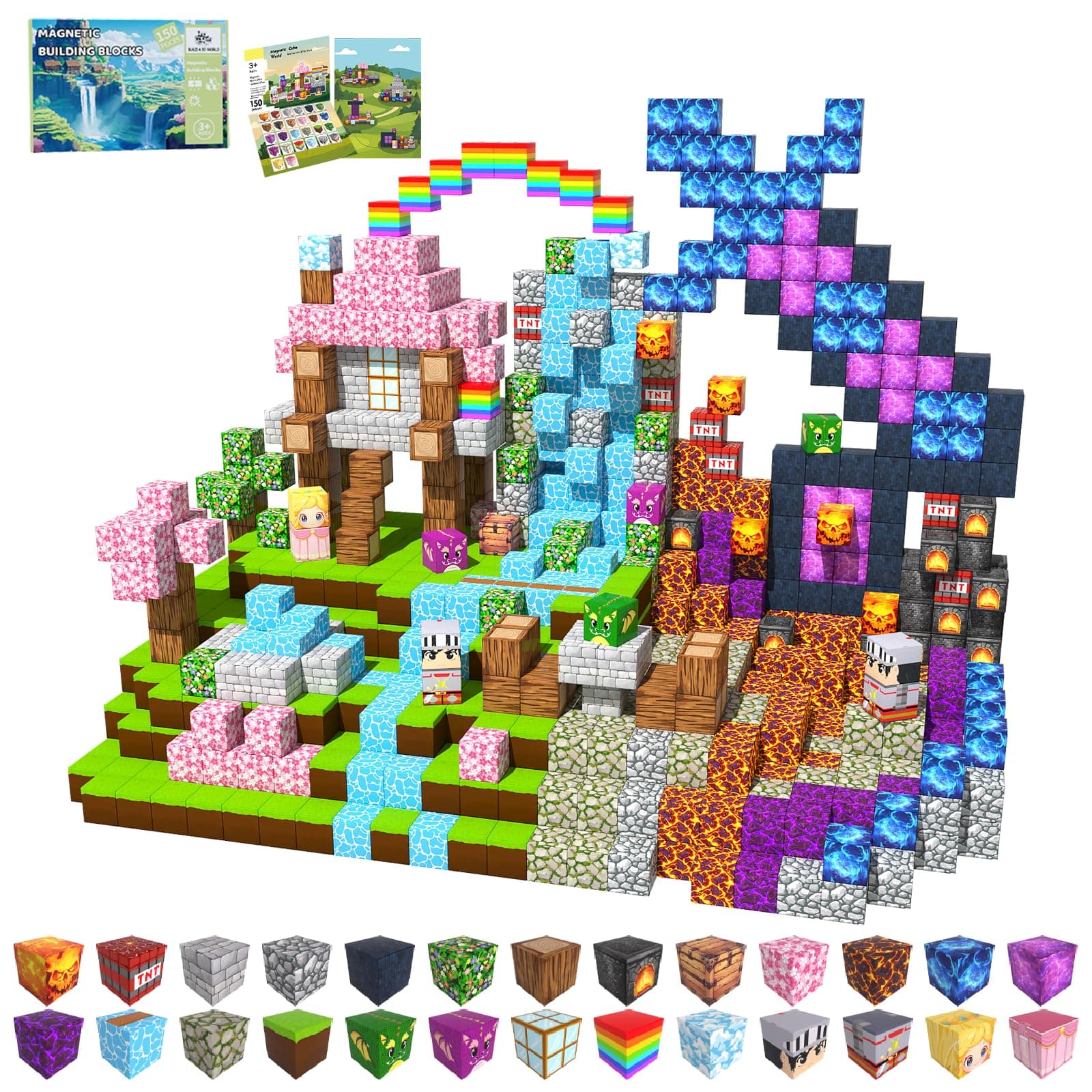 SSAWER Magnetic Blocks, 150PCS Toys Building Blocks Cubes Gifts for Girls