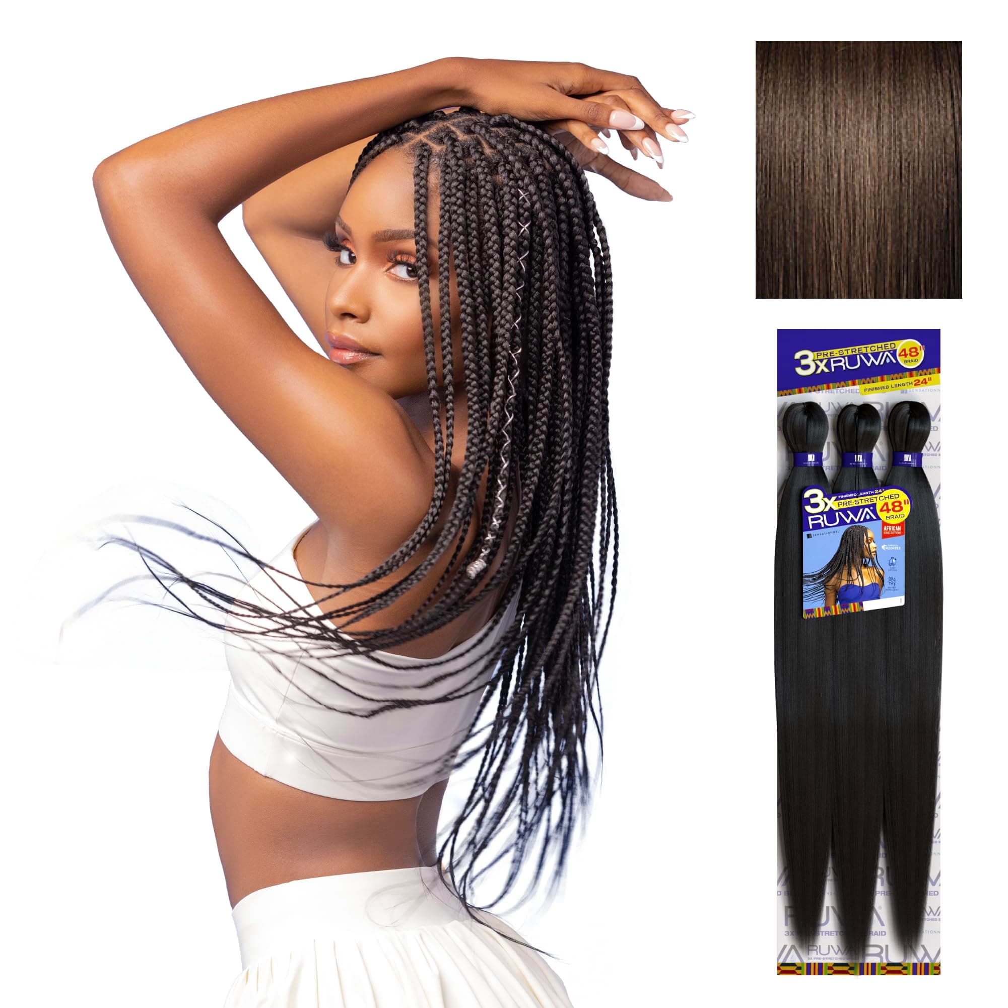 MULTI PACK DEALS! Sensationnel Synthetic Hair Braids XPRESSION 3X Ruwa Pre Layered Braid 24" (5-PACK, 4)