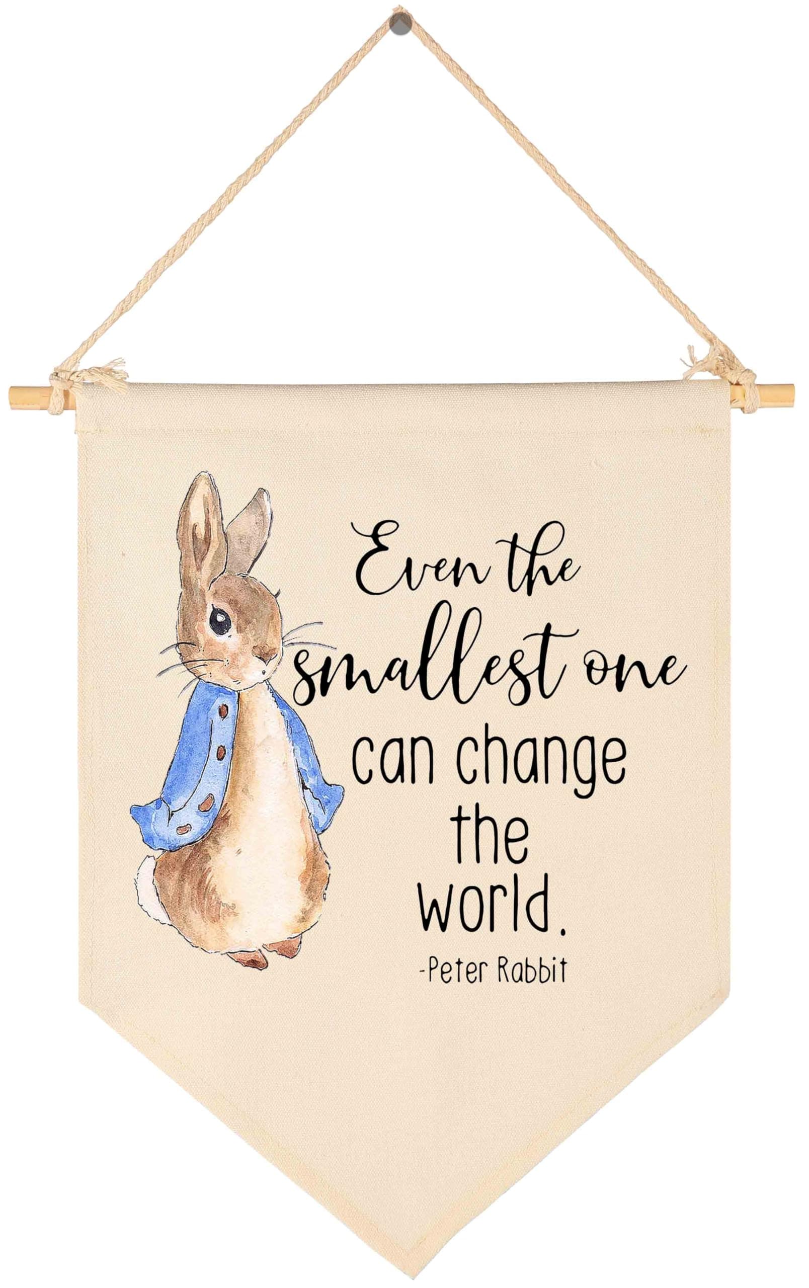 Topthink Even The Smallest One Can Change The World -Canvas Hanging Flag Banner Wall Sign Decor Gift for Baby Kids Girl Boy Nursery Teen Room Front Door