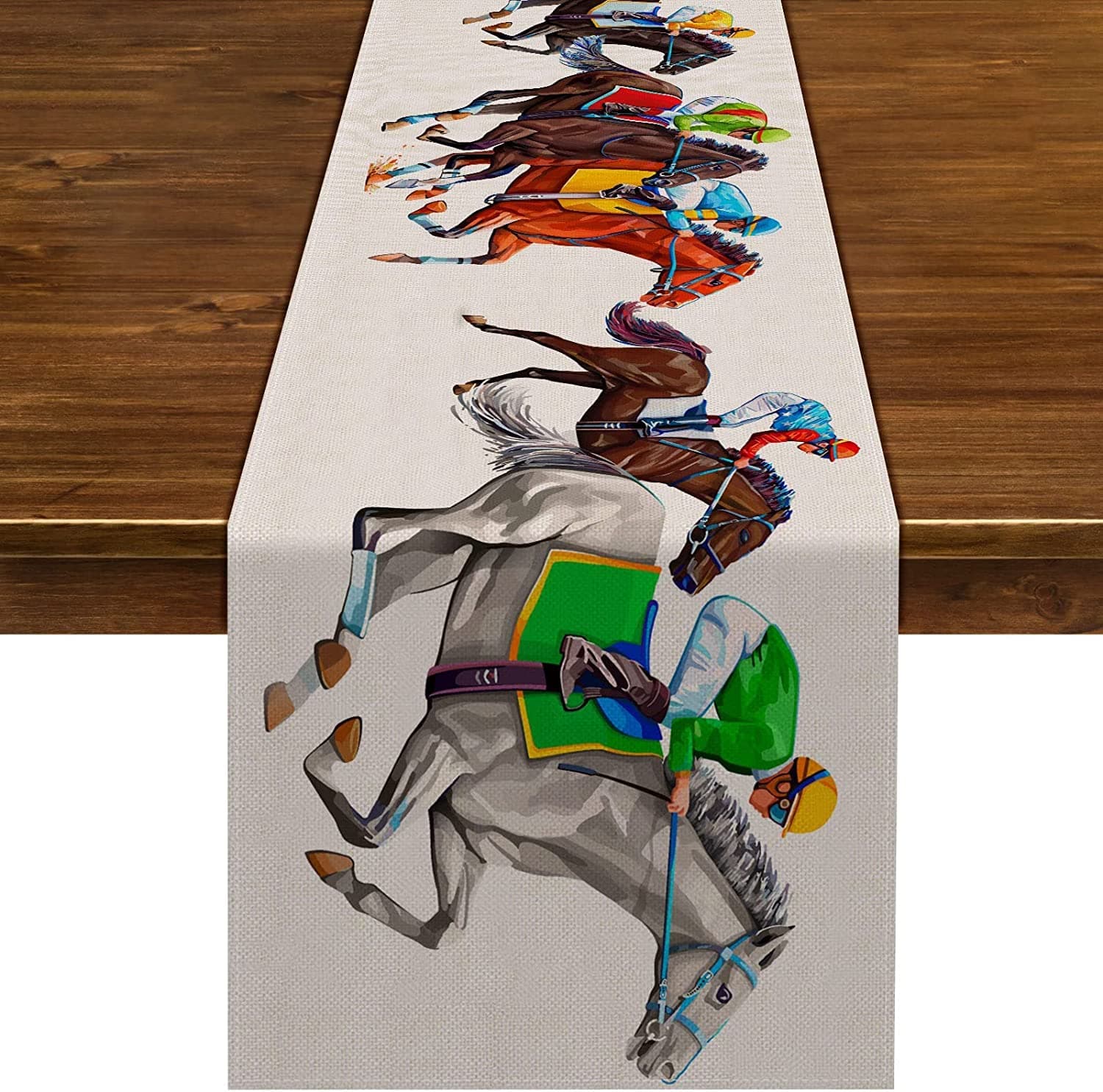 Nepnuser Kentucky Table Runner Horse Race Decoration Rustic Farmhouse Home Dining Room Kitchen Table Decor (13" x 36")