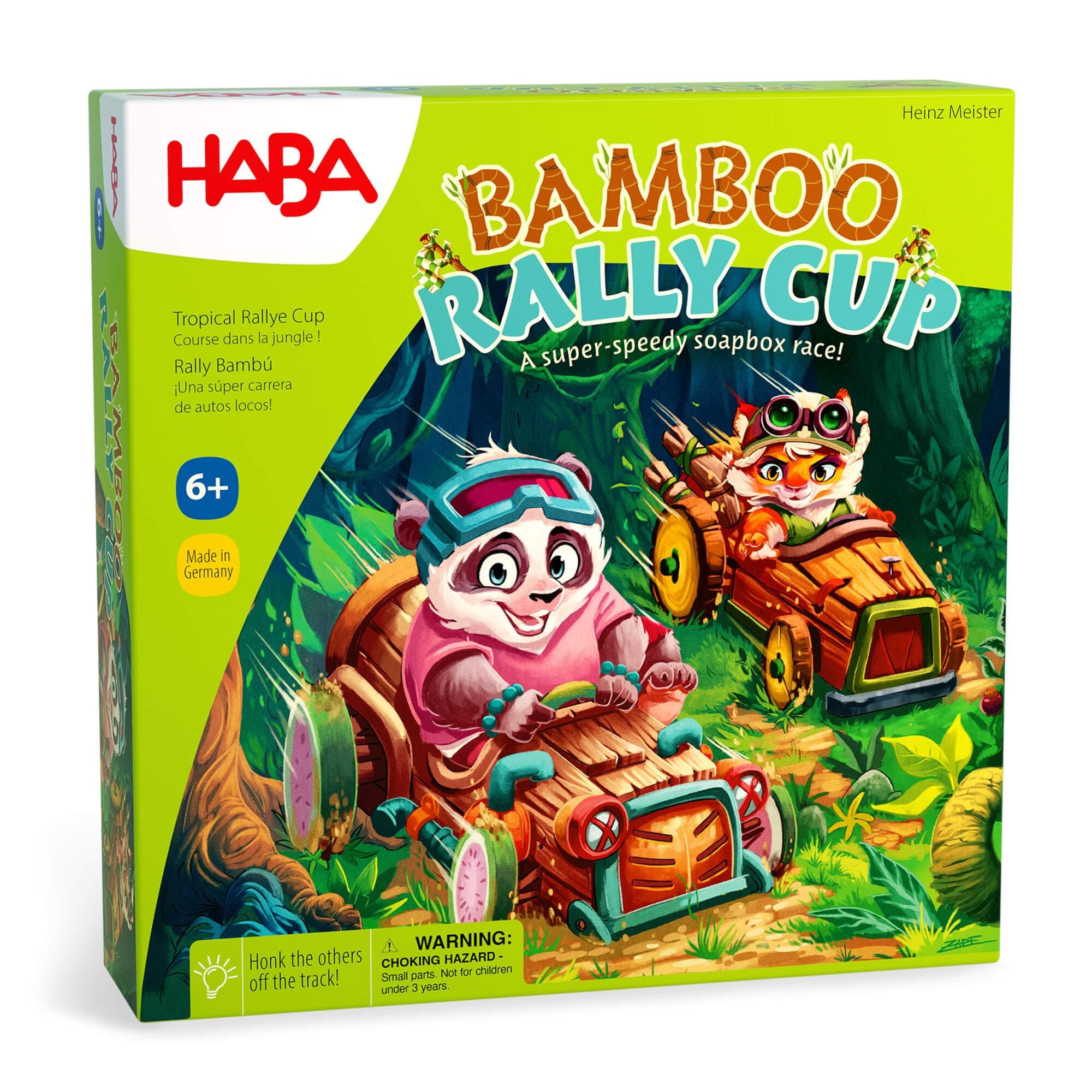 HABA Bamboo Rally Cup - Hype in The Jungle: Board Games for Kids 6-8, Fast-paced Car Racing Games & Strategy Board Games, Made in Germany
