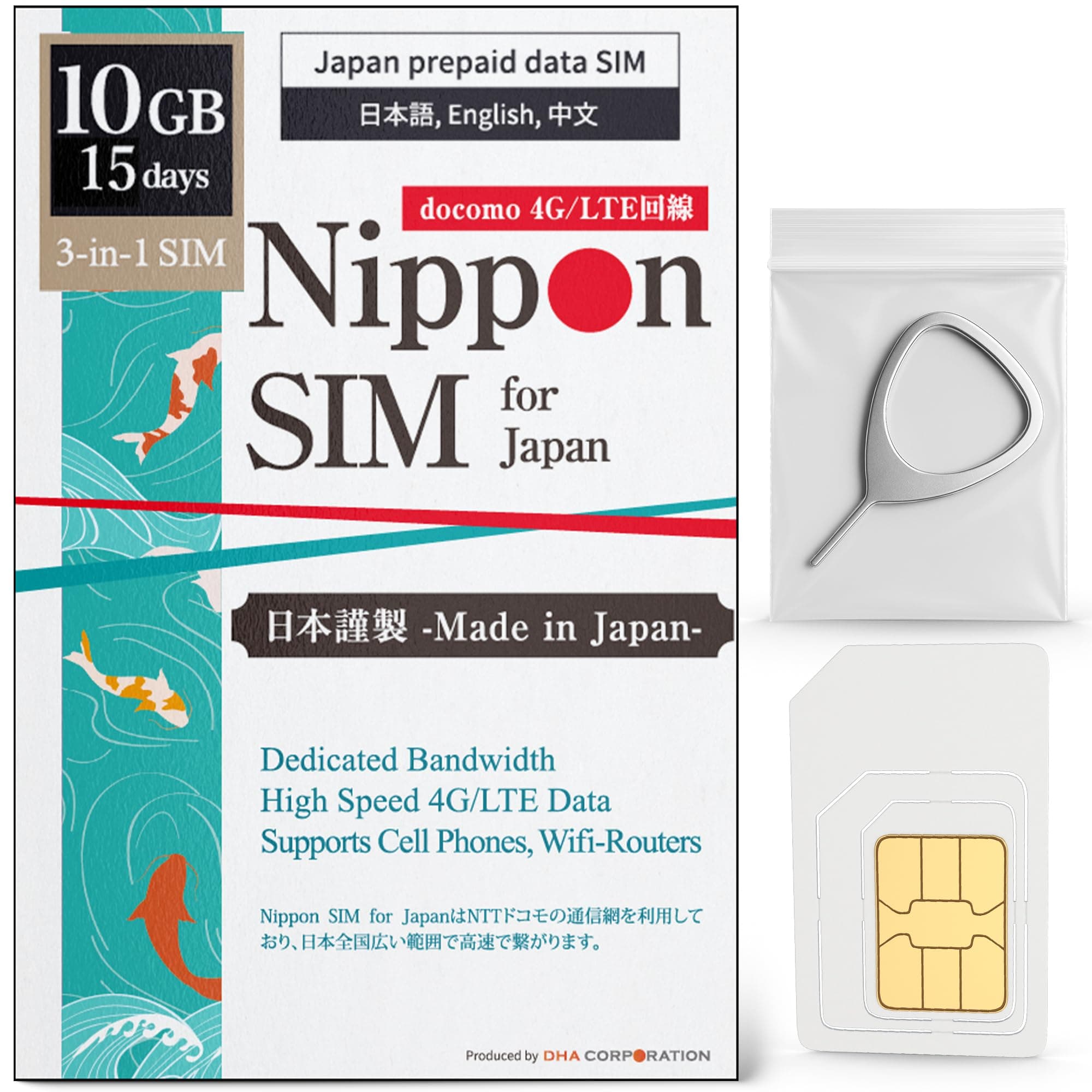 Japan SIM Card 15 Days Data Only | 10GB High-Speed 4G LTE + Unlimited Data at Reduced Speed | No Roaming Needed for Faster, Safer Access | Hotspot tethering Supported | Docomo Network | Made in Japan