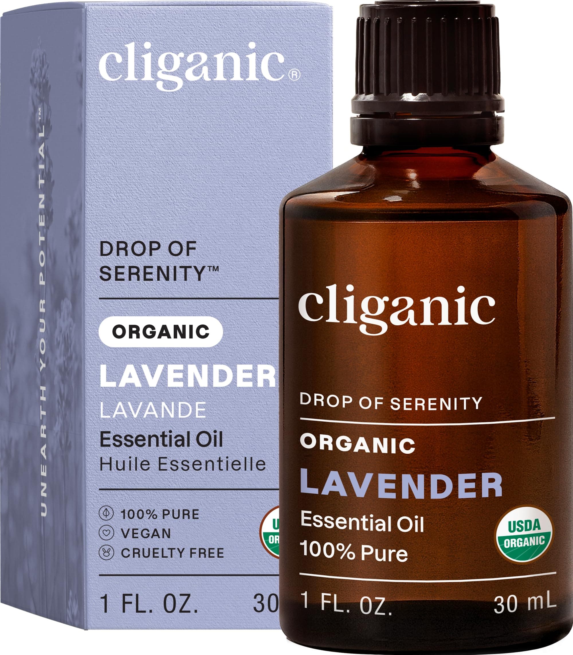 Cliganic USDA Organic Lavender Essential Oil, 30ml - 100% Pure Natural Undiluted, for Aromatherapy Diffuser | Non-GMO Verified