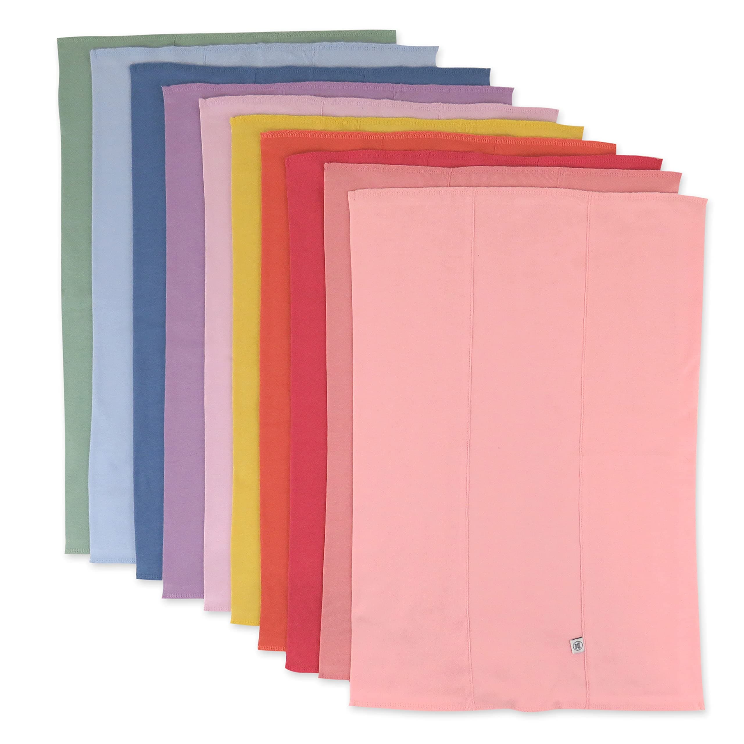 Honest Baby Baby Organic Cotton Knit Burp Cloths Multipack, 10 Pack Rainbow Gems Pinks, One Size