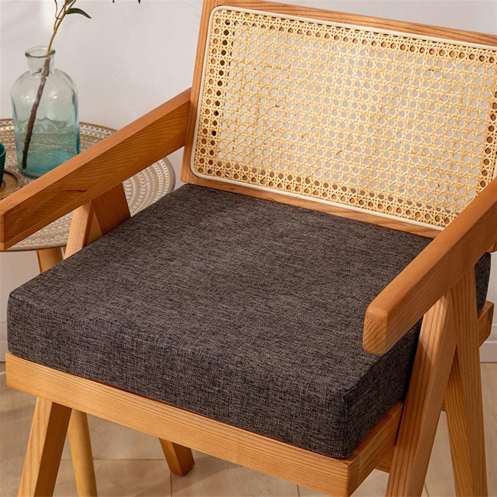 Reyox Square Non Slip Seat Cushion Thicken Chair Cushion for Recliners, Armchairs 3" Thick Brown 18" x 18"
