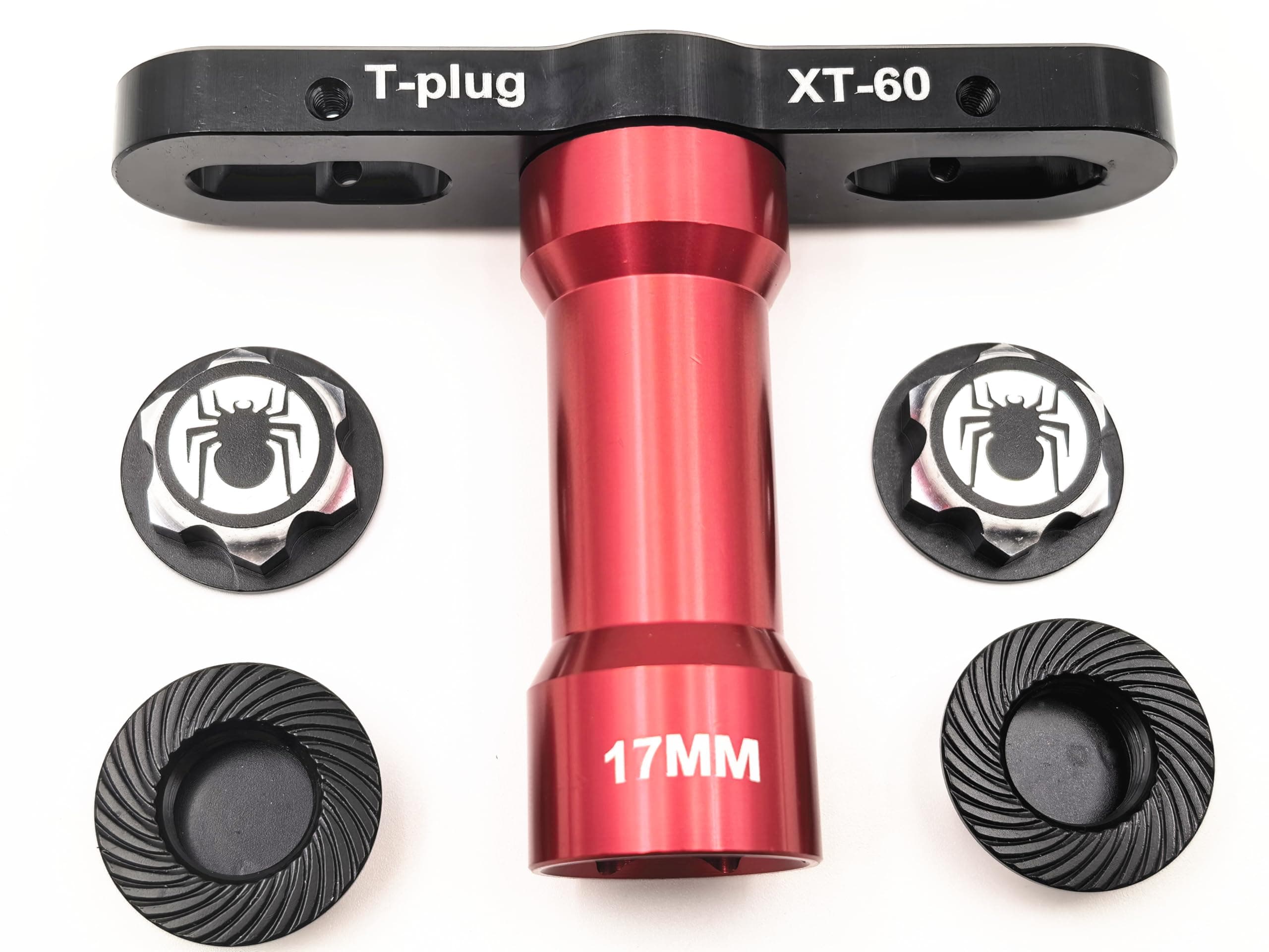 Aluminum RC 17MM Hex Wheel Nuts + 17mm Wheel Wrench Tool for 1/10 1/8 X-Maxx Summit E-Revo HPI HSP Losi Kyosho Tamiya Buggy Off Road Monster Truck Car (Black)