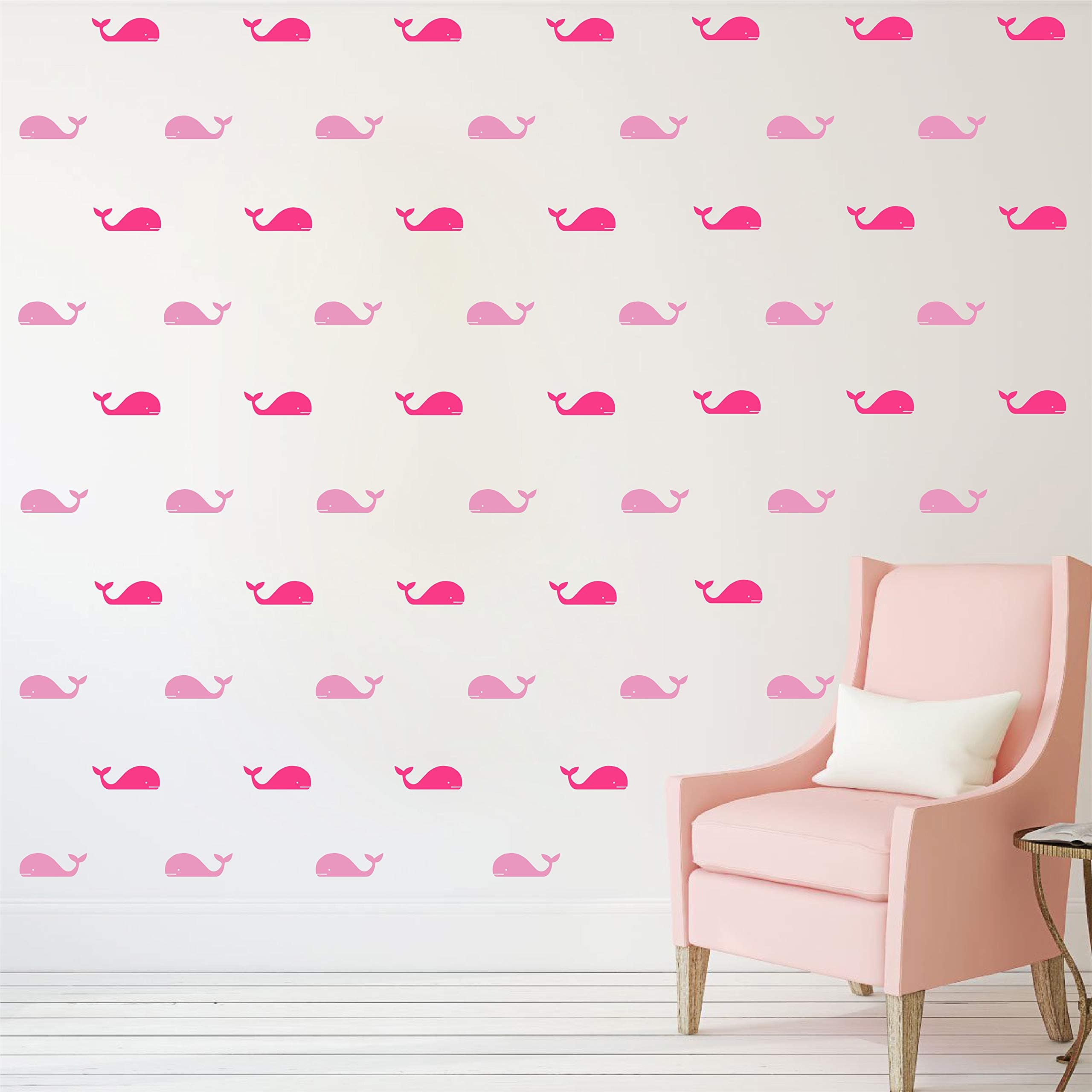 84pcs/Pack Whale Wall Decal Fish Whales Wall Stickers for Kids Room DIY Baby Room Home Decoration D728 (Color 2-Pink-Light Pink)