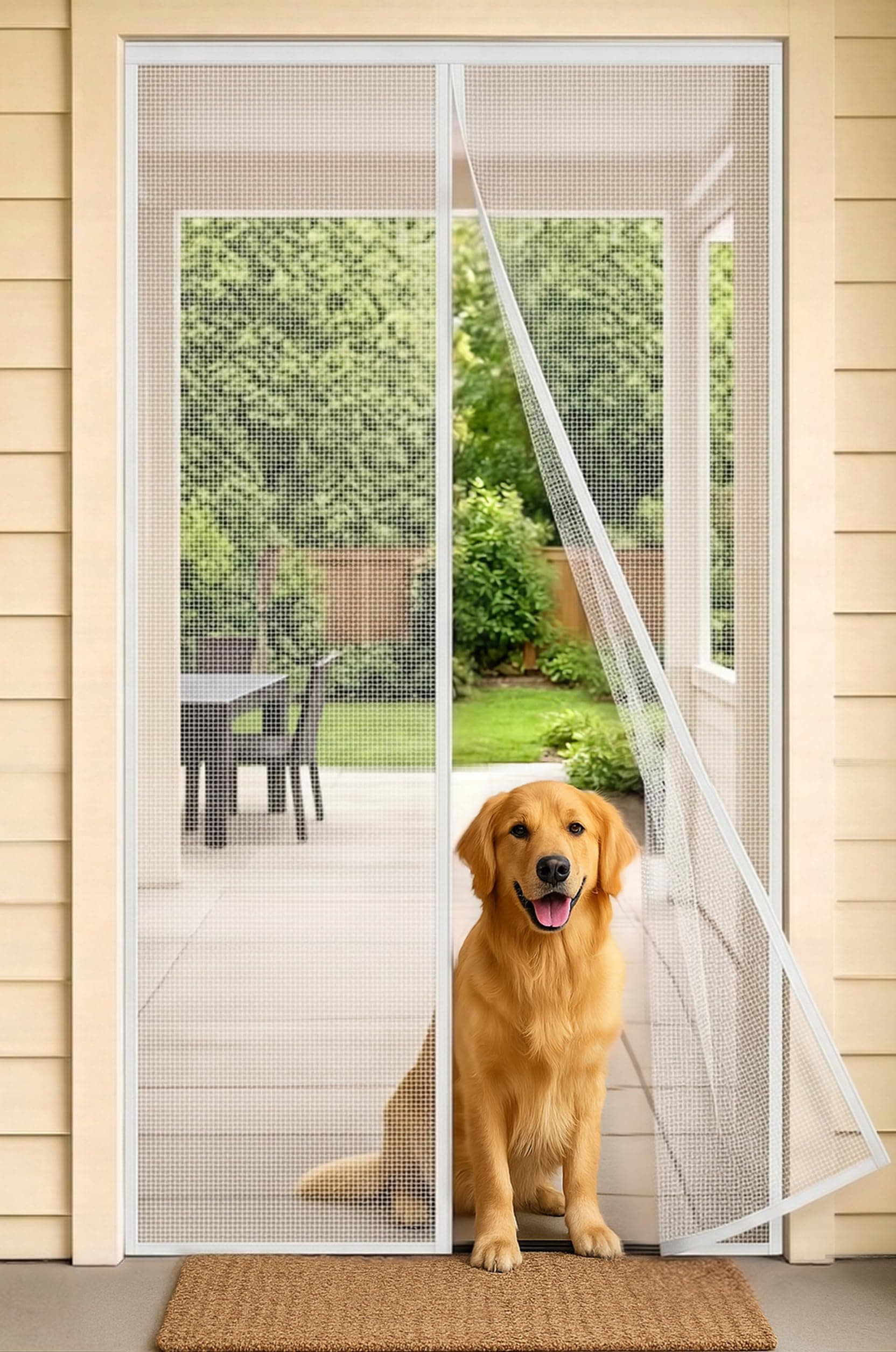 Magnetic Screen Door, 39" x 82", Fits 36"-38" x 80" Door Openings, White