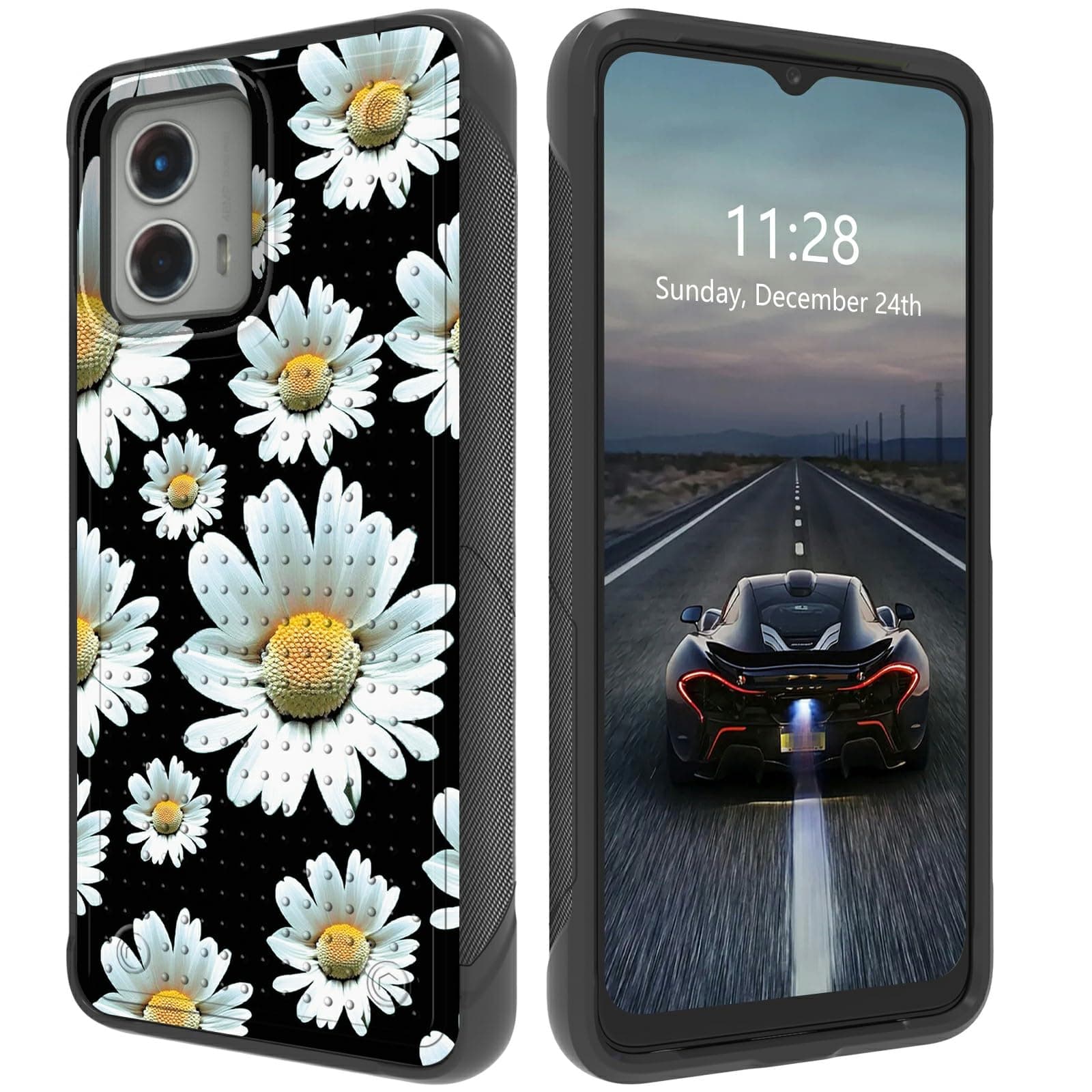 BEOTIWAD Case for Moto G 5G 2023,for Motorola G 5G 2023 Dual Layer Hard PC Textured Back & Soft TPU Bumper Shockproof Protective Cover fit Women Men for Moto G 5G 2023,Daisy Flowers