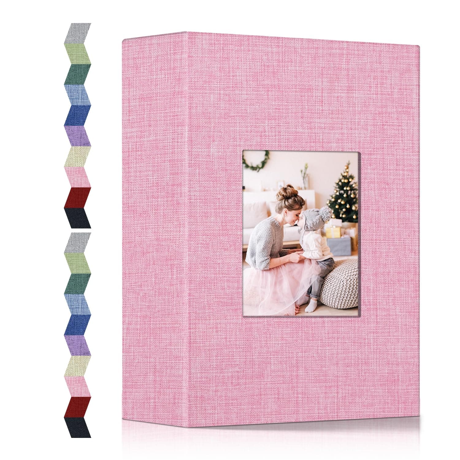 popotop Photo Album 4x6, Linen Cover Picture Album with 200 Horizontal Pockets and Display Window, Slip-in Photo Books for Family Wedding Anniversary Baby Vacation