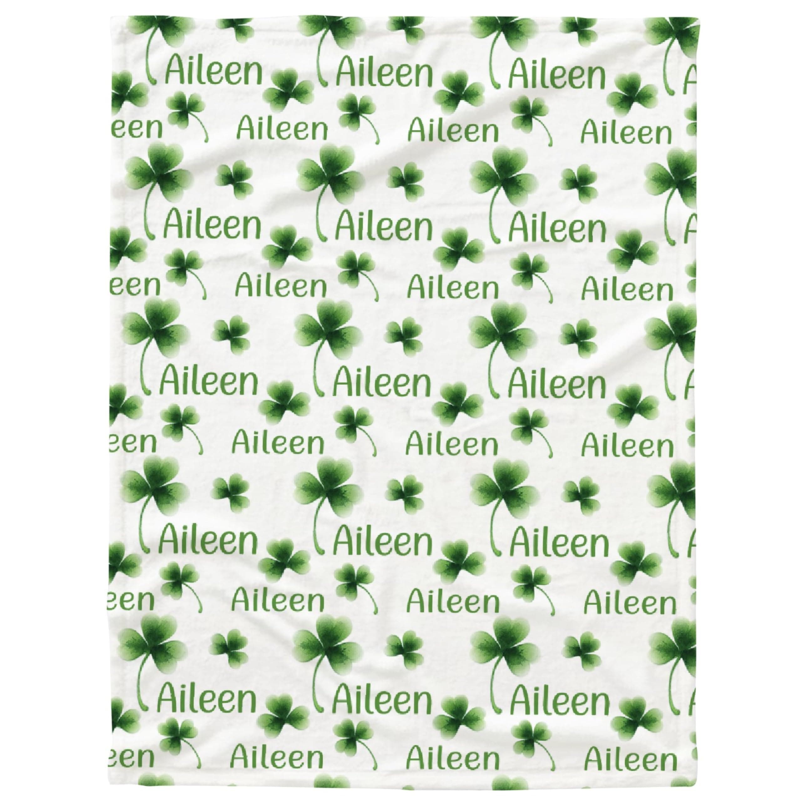 TERSTIN St Patrick Day Blanket with Name Personalized Lucky Green Shamrock Customized Fleece Throw Blanket for Girls Boys Kid Baby Shower Birthday Gift for Granddaughter Niece Small 50"x40" for Kids