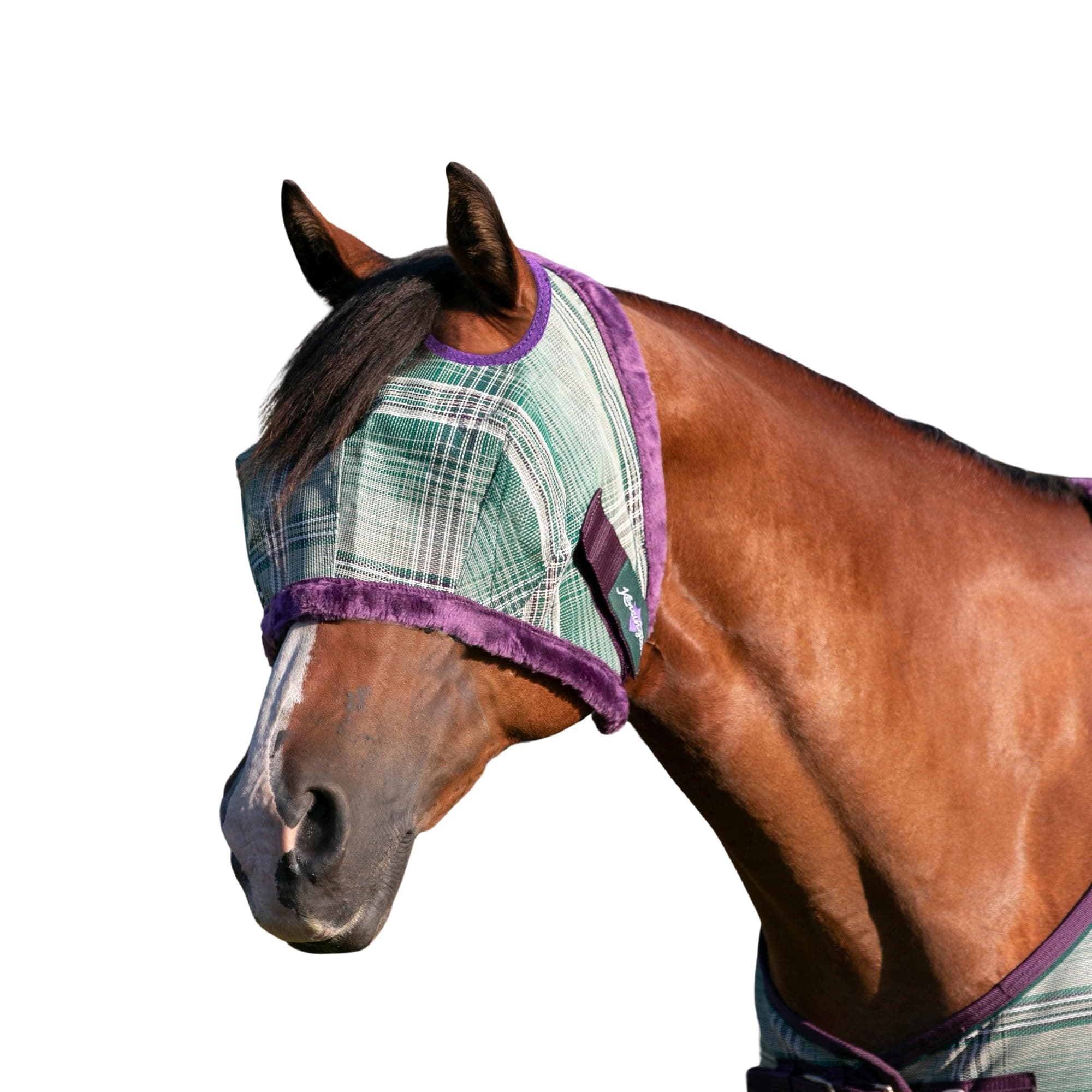 Kensington UV Fly Mask with Fleece Trim - Protective Mask with Dual Ear Opening Size: Small Color: 2019-Imperial Jade